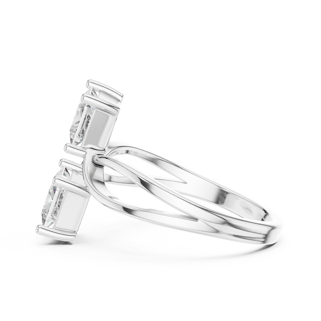 Two-Stone Princess-Cut "Toi et Moi" Bypass Ring