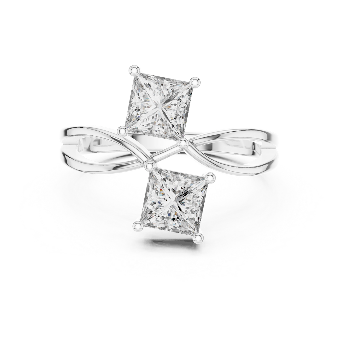 Two-Stone Princess-Cut "Toi et Moi" Bypass Ring
