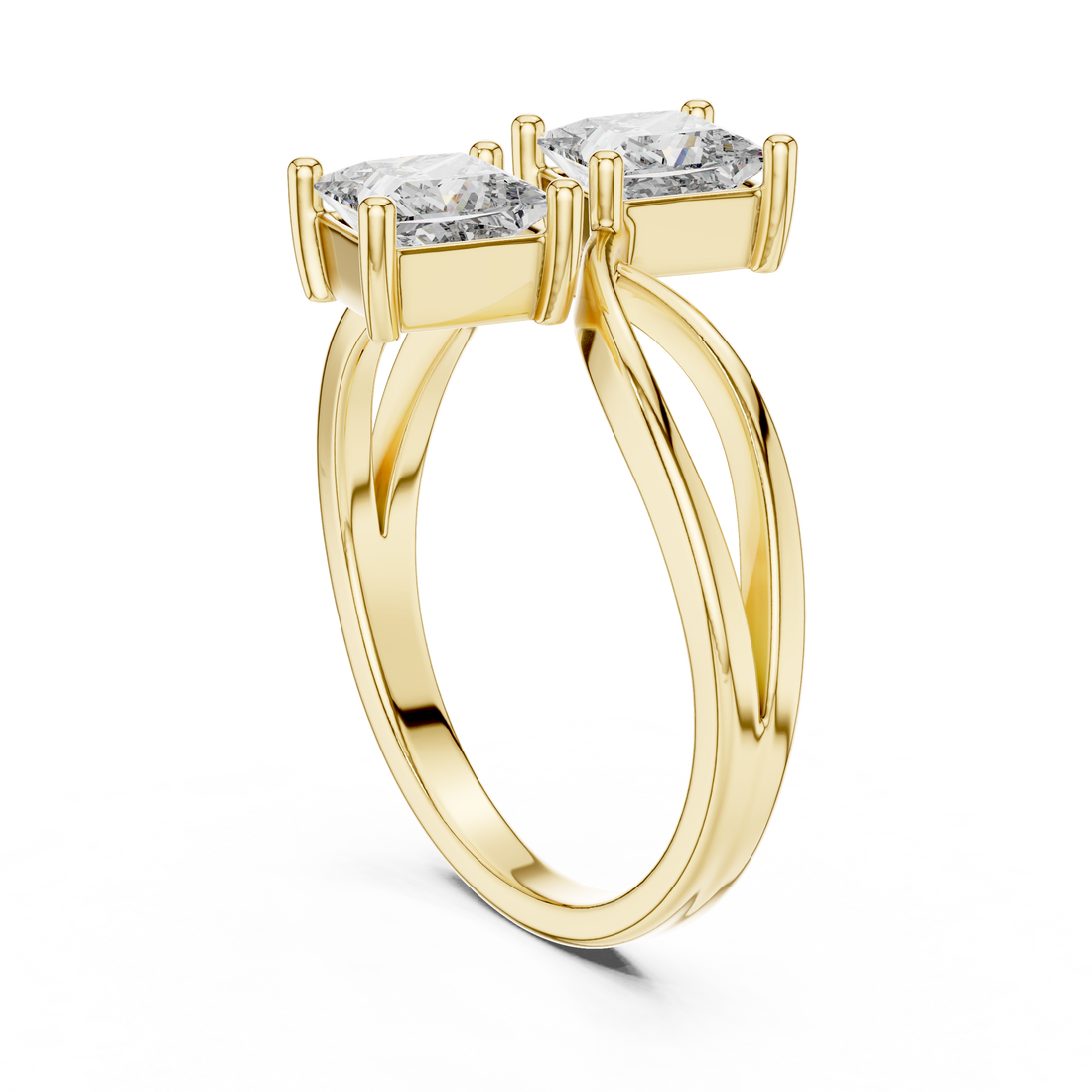 Two-Stone Princess-Cut "Toi et Moi" Bypass Ring