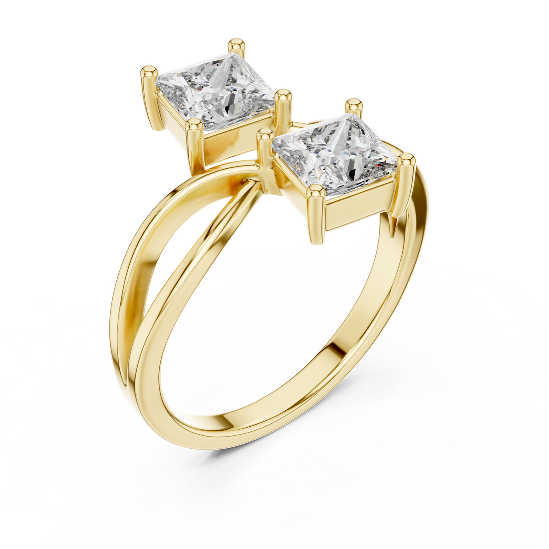 Two-Stone Princess-Cut "Toi et Moi" Bypass Ring