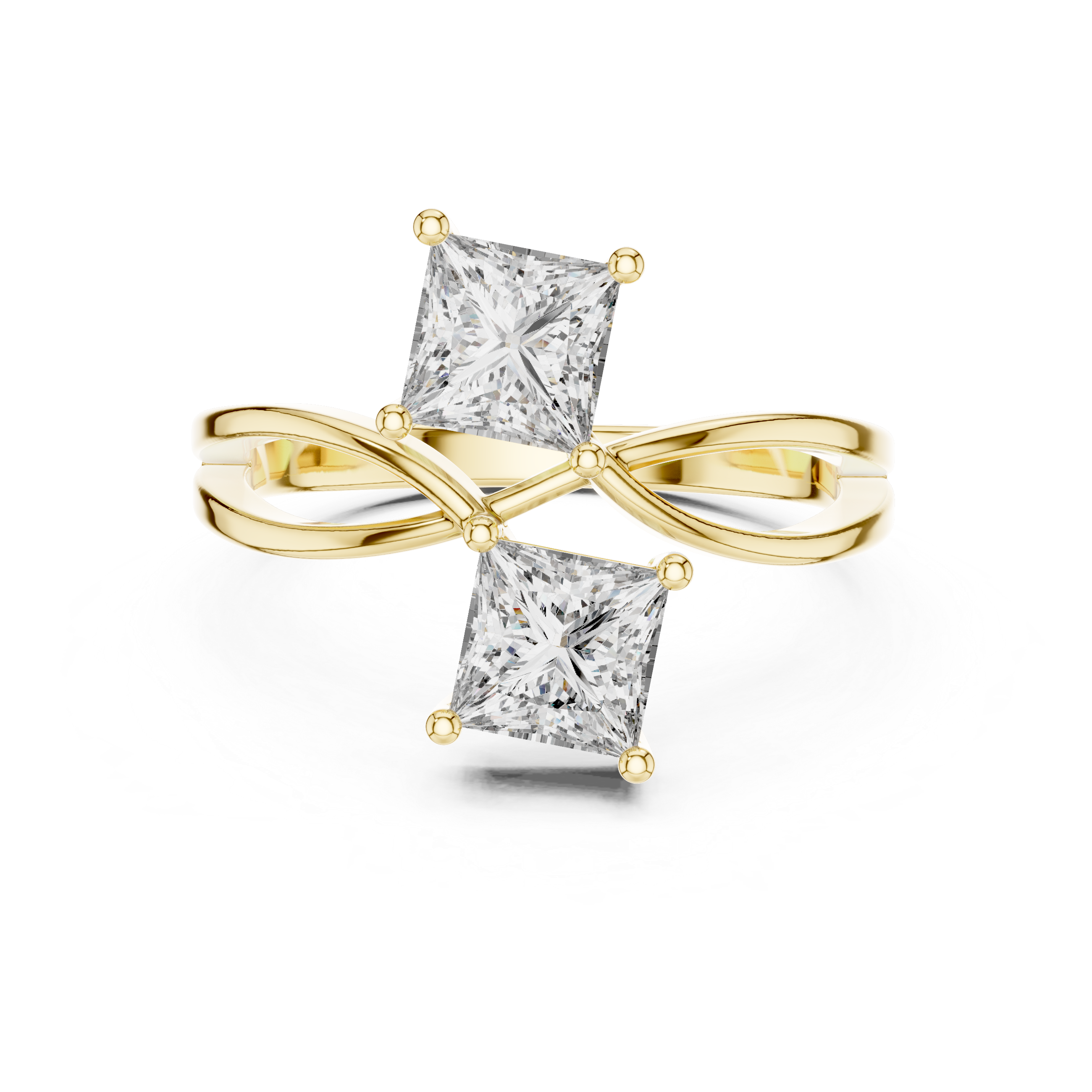 Two-Stone Princess-Cut "Toi et Moi" Bypass Ring