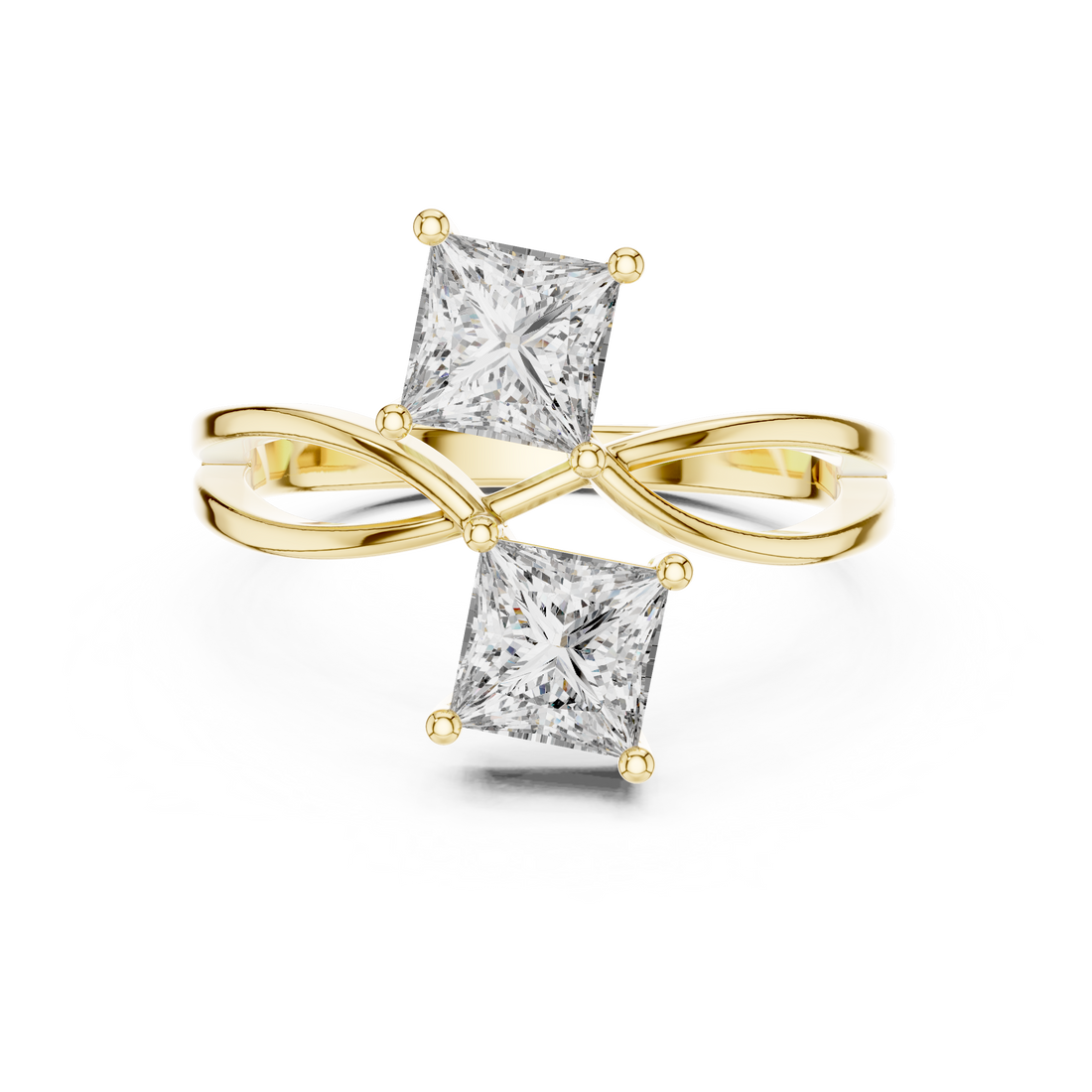 Two-Stone Princess-Cut "Toi et Moi" Bypass Ring