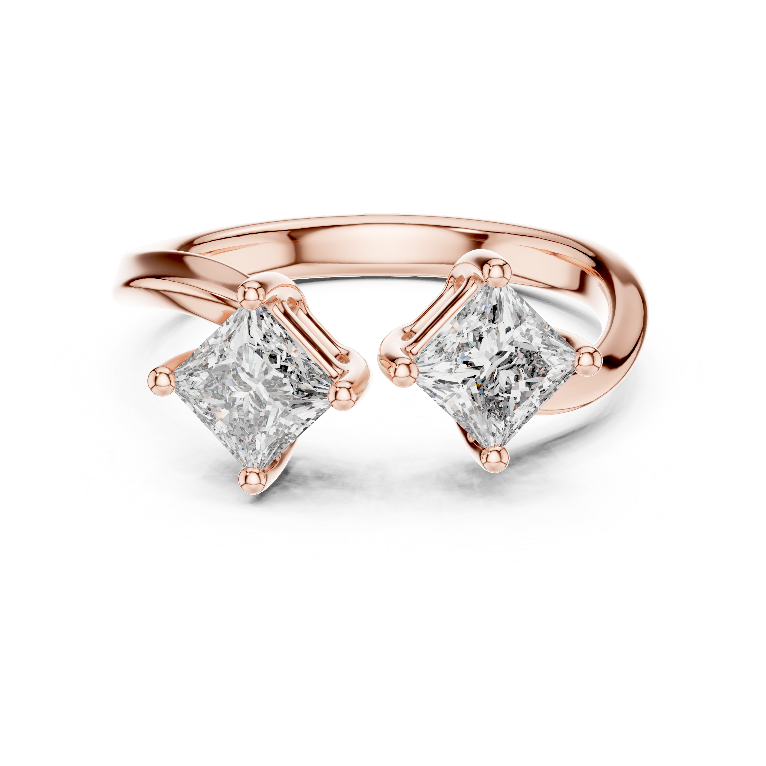 Two-Stone Princess-Cut "Toi et Moi" Bypass Ring