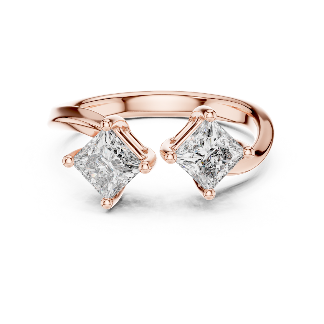 Two-Stone Princess-Cut "Toi et Moi" Bypass Ring