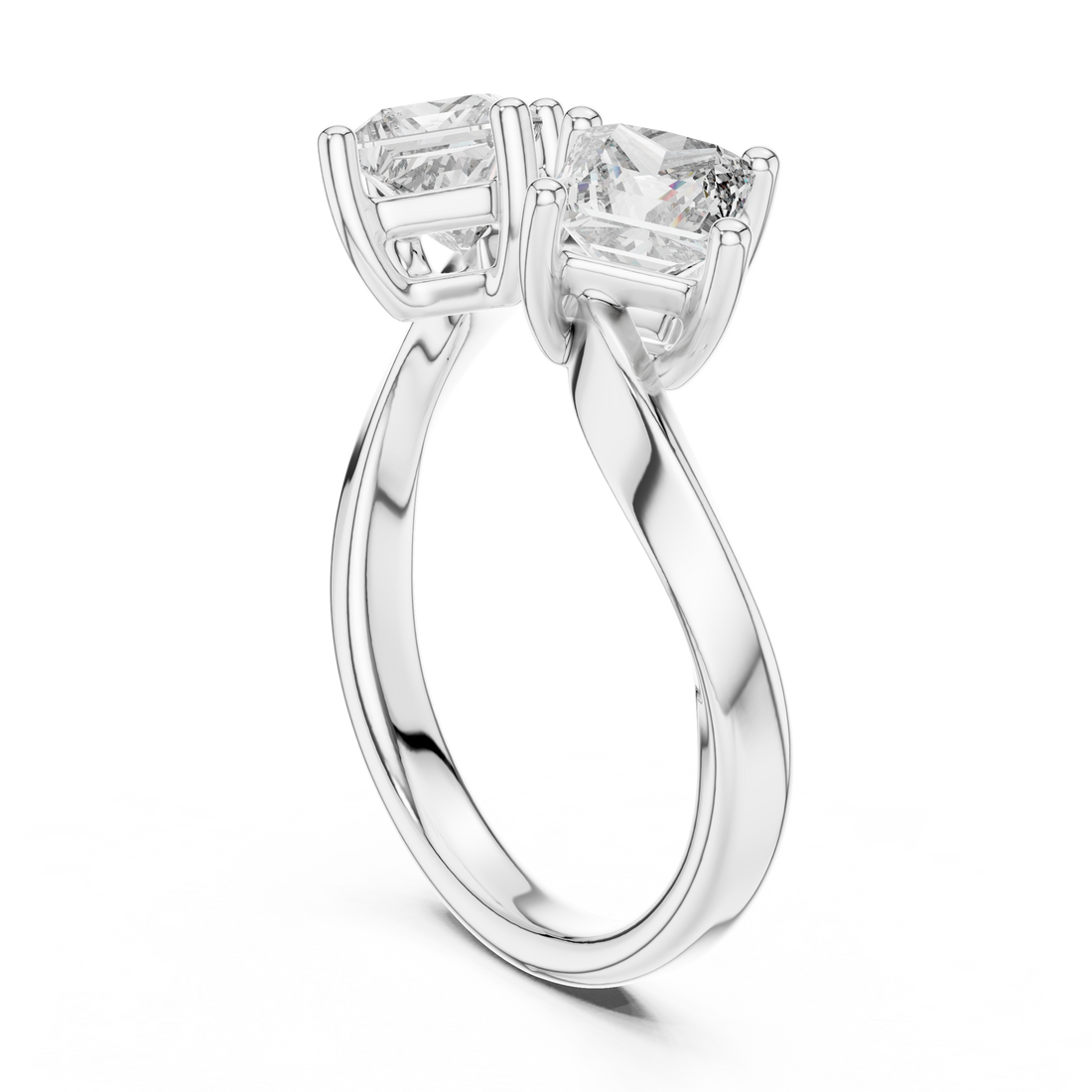 Two-Stone Princess-Cut "Toi et Moi" Bypass Ring