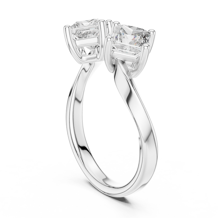 Two-Stone Princess-Cut "Toi et Moi" Bypass Ring