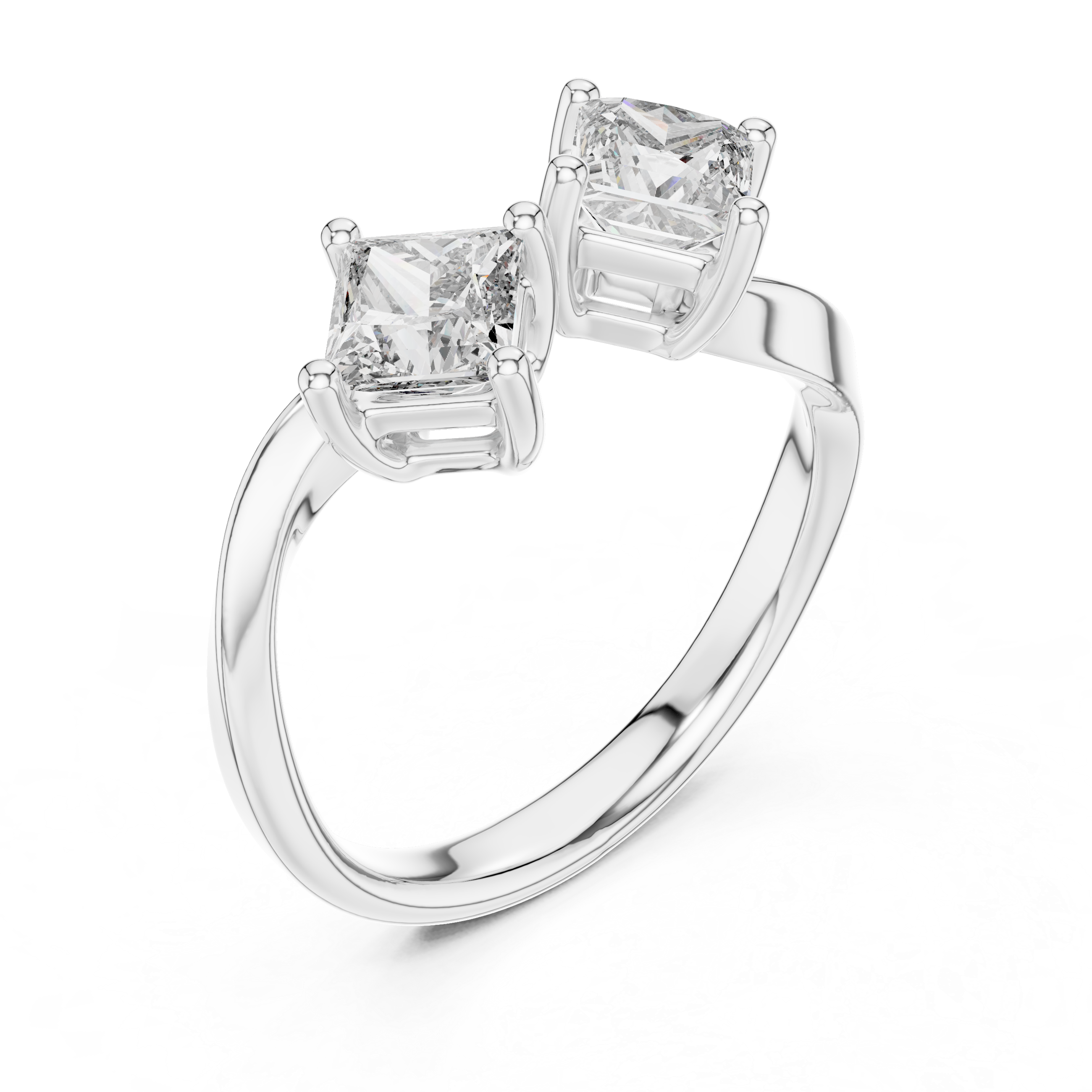 Two-Stone Princess-Cut "Toi et Moi" Bypass Ring