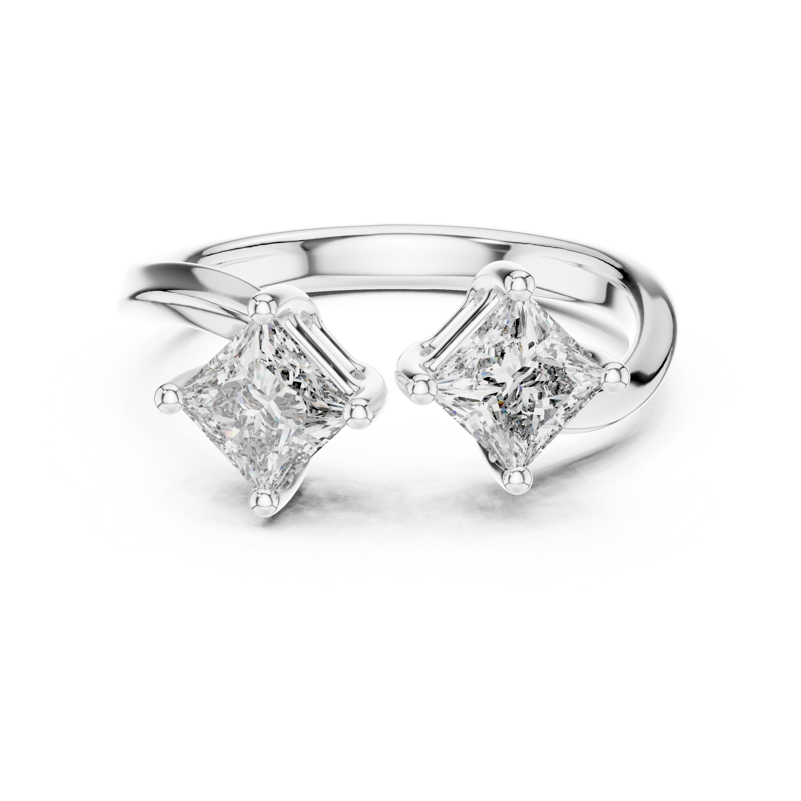 Two-Stone Princess-Cut "Toi et Moi" Bypass Ring