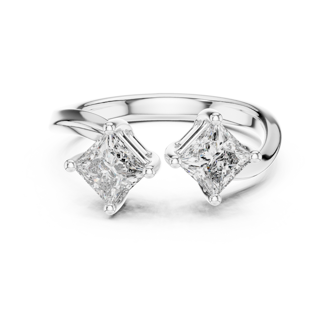 Two-Stone Princess-Cut "Toi et Moi" Bypass Ring