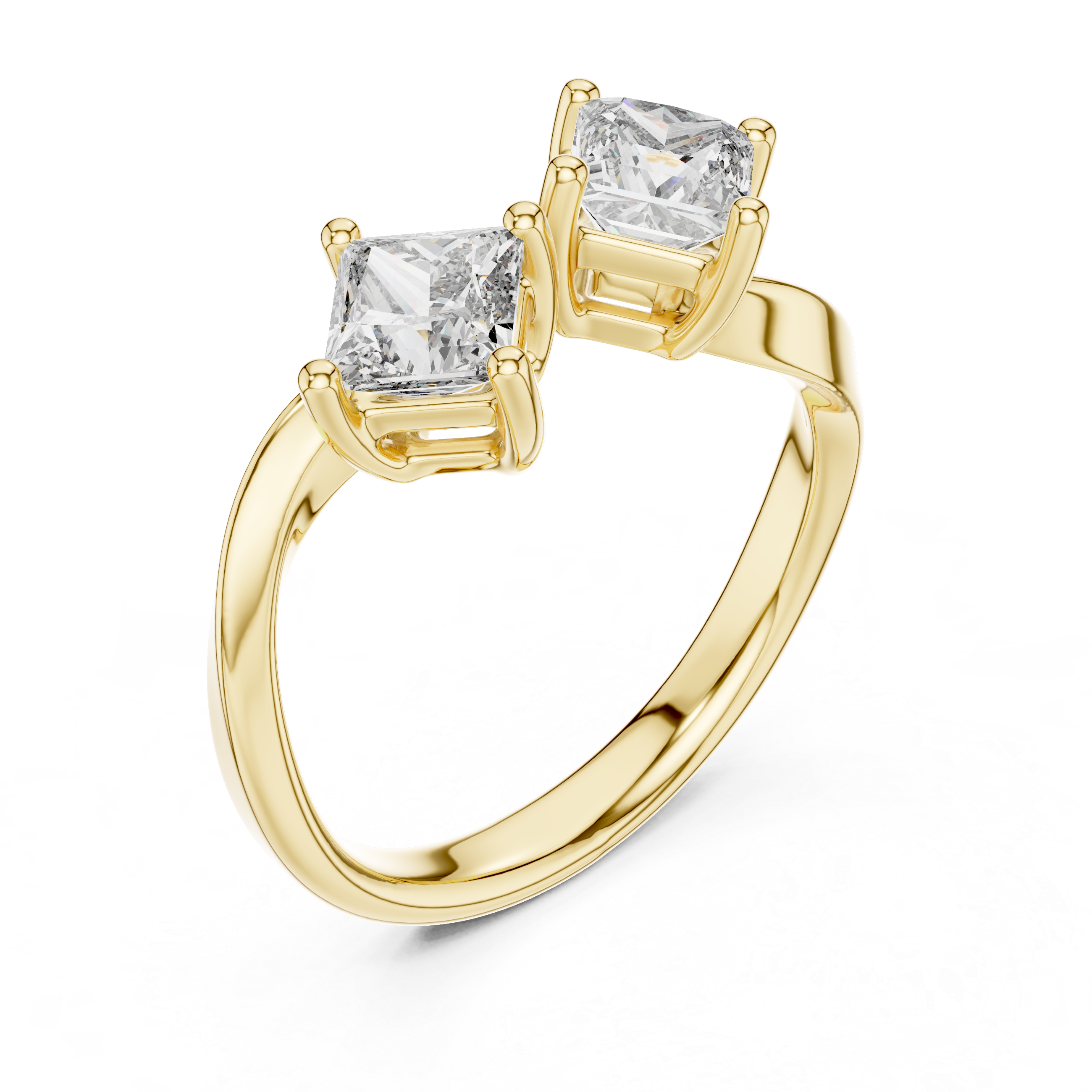 Two-Stone Princess-Cut "Toi et Moi" Bypass Ring