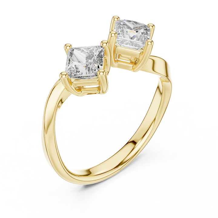 Two-Stone Princess-Cut "Toi et Moi" Bypass Ring