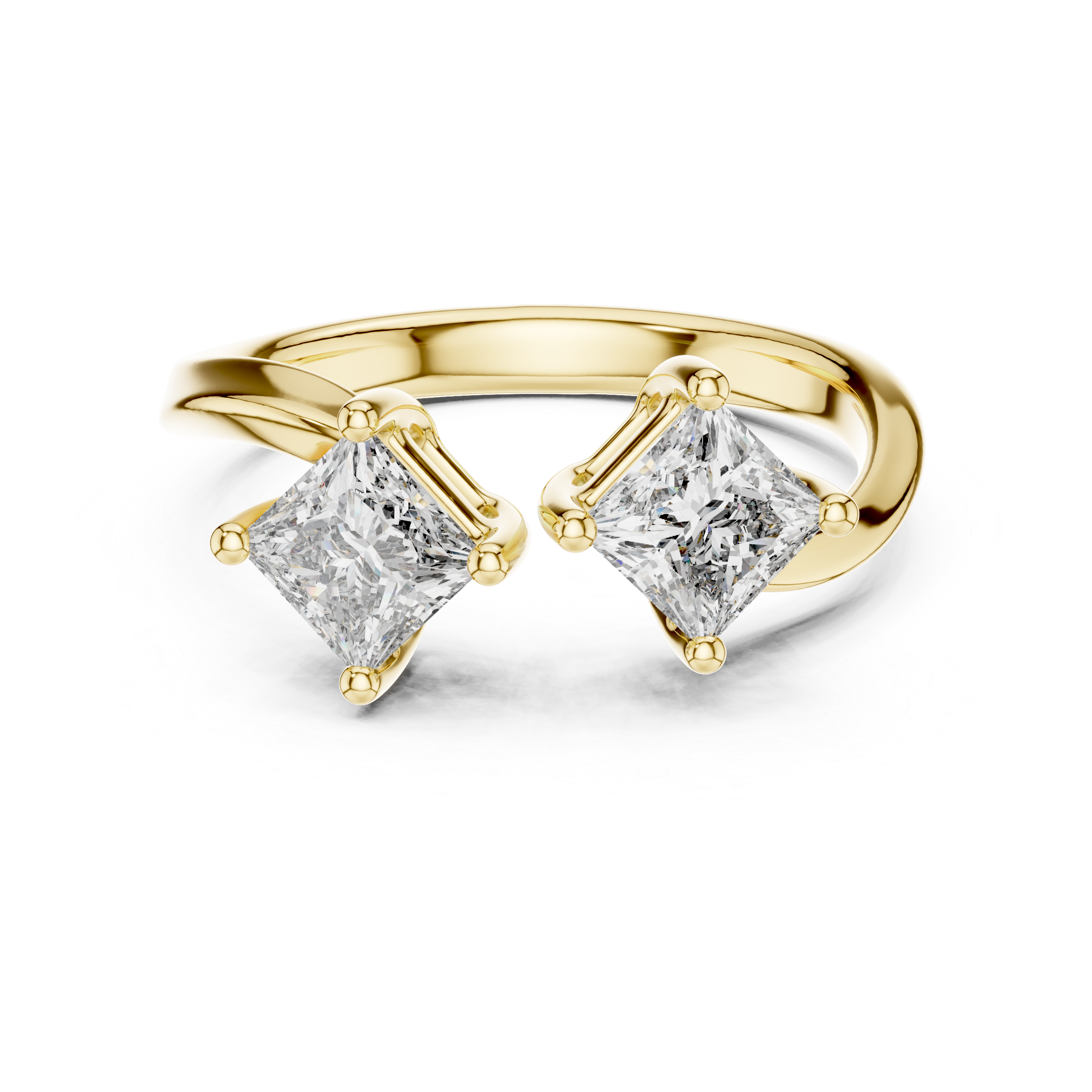 Two-Stone Princess-Cut "Toi et Moi" Bypass Ring