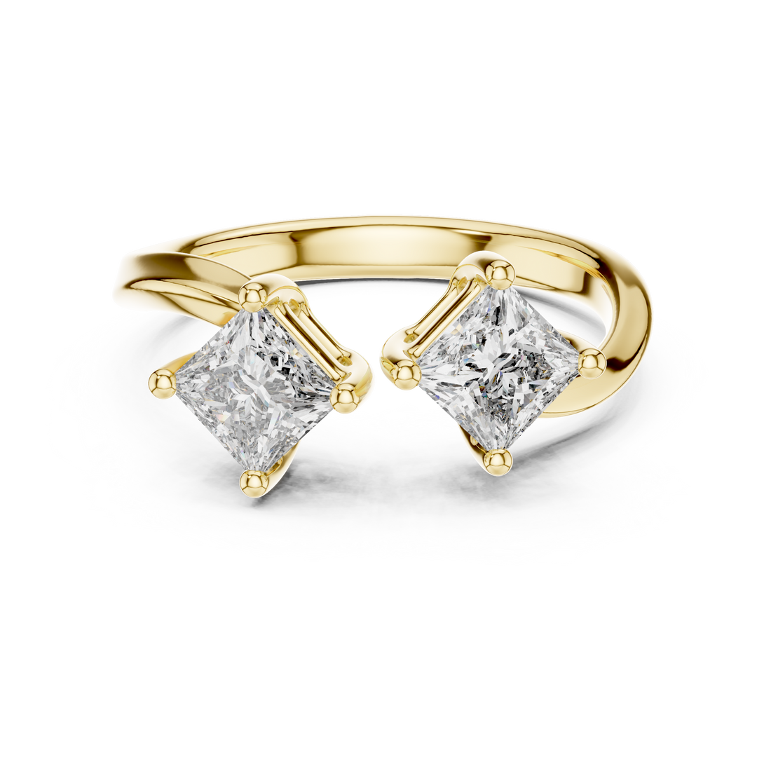 Two-Stone Princess-Cut "Toi et Moi" Bypass Ring