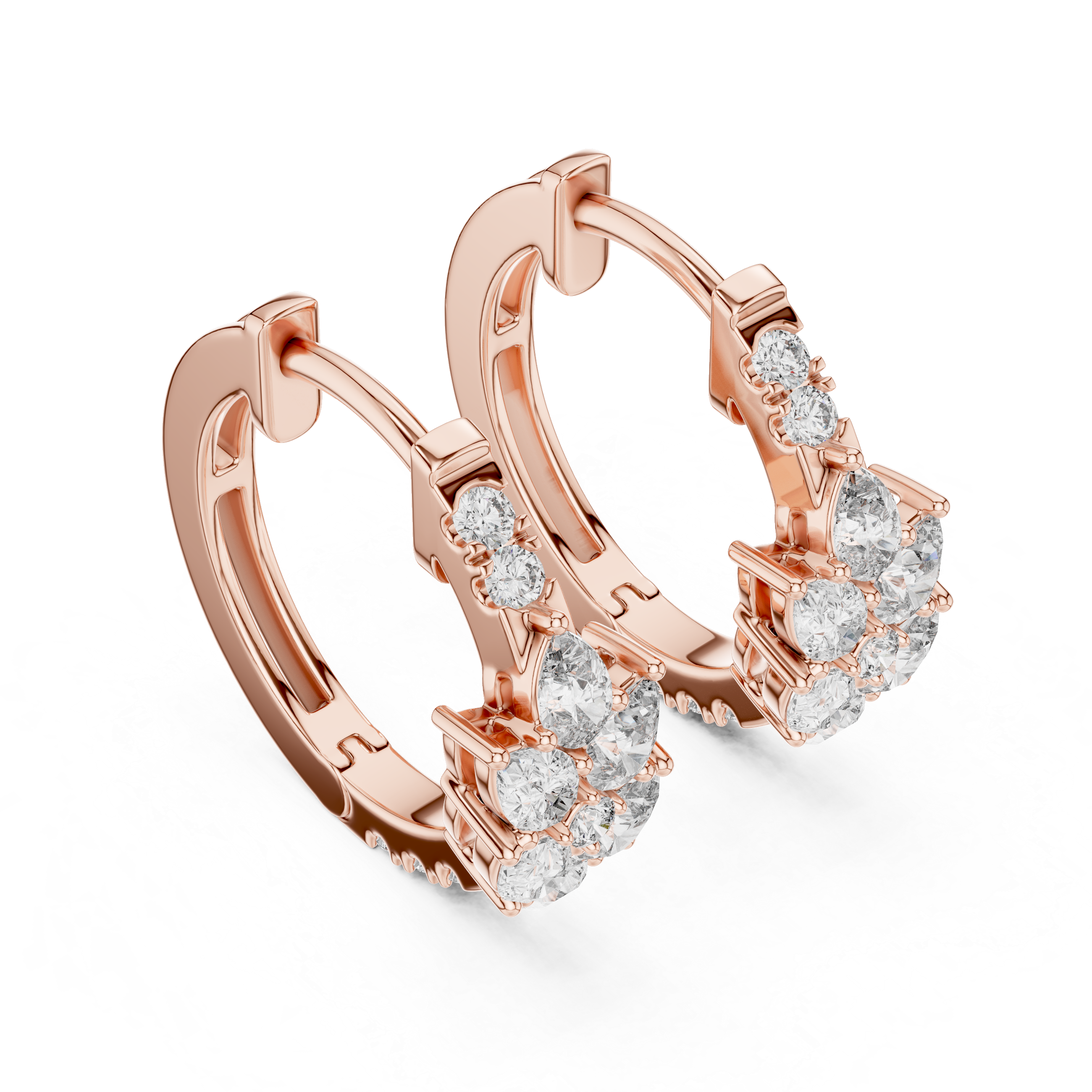 Pear & Round Cluster Huggie Hoop Earrings