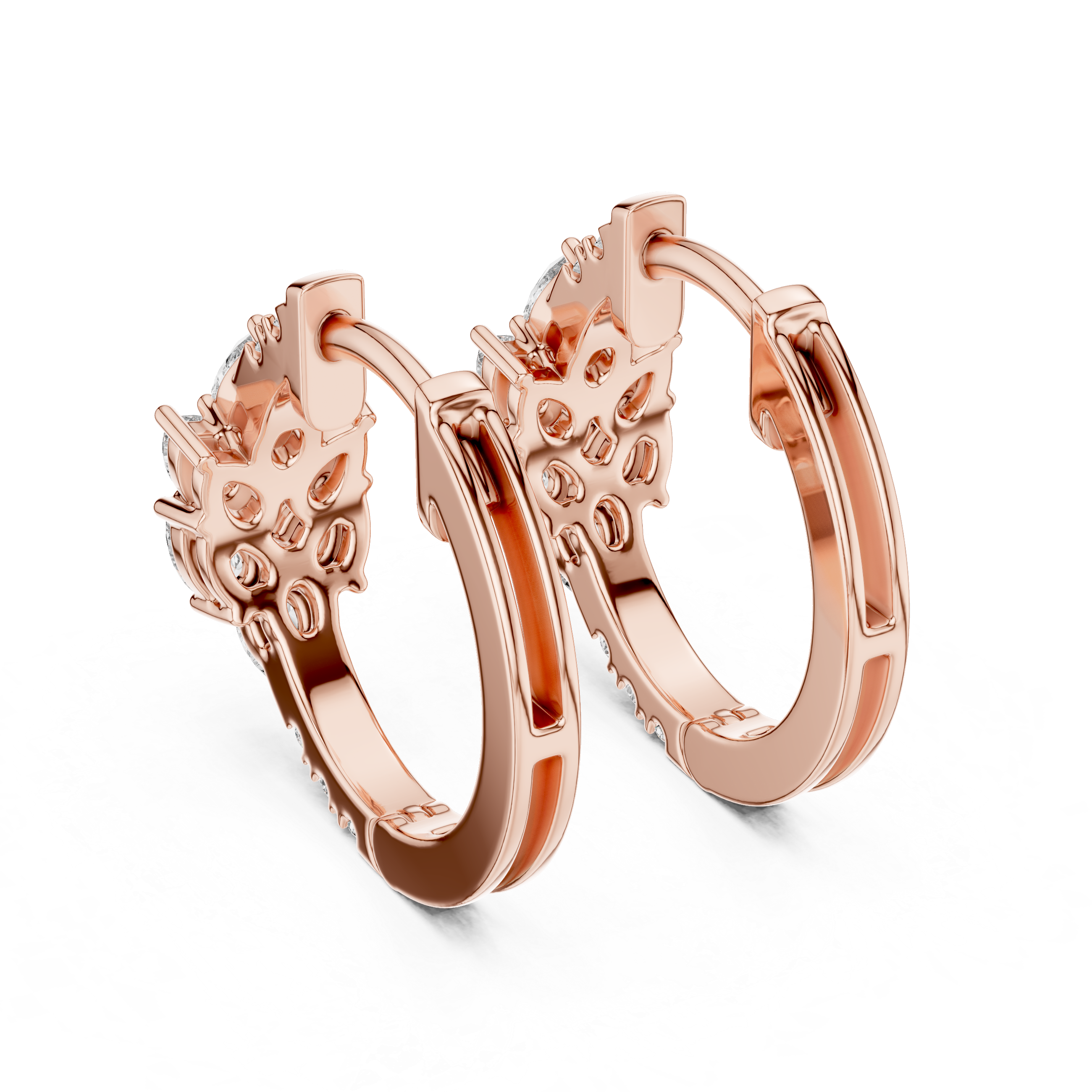 Pear & Round Cluster Huggie Hoop Earrings
