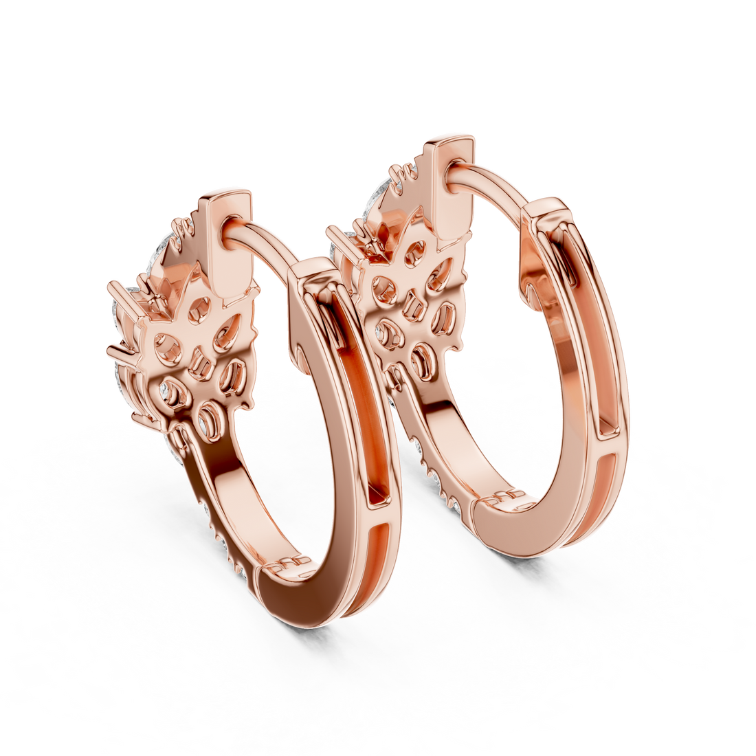Pear & Round Cluster Huggie Hoop Earrings