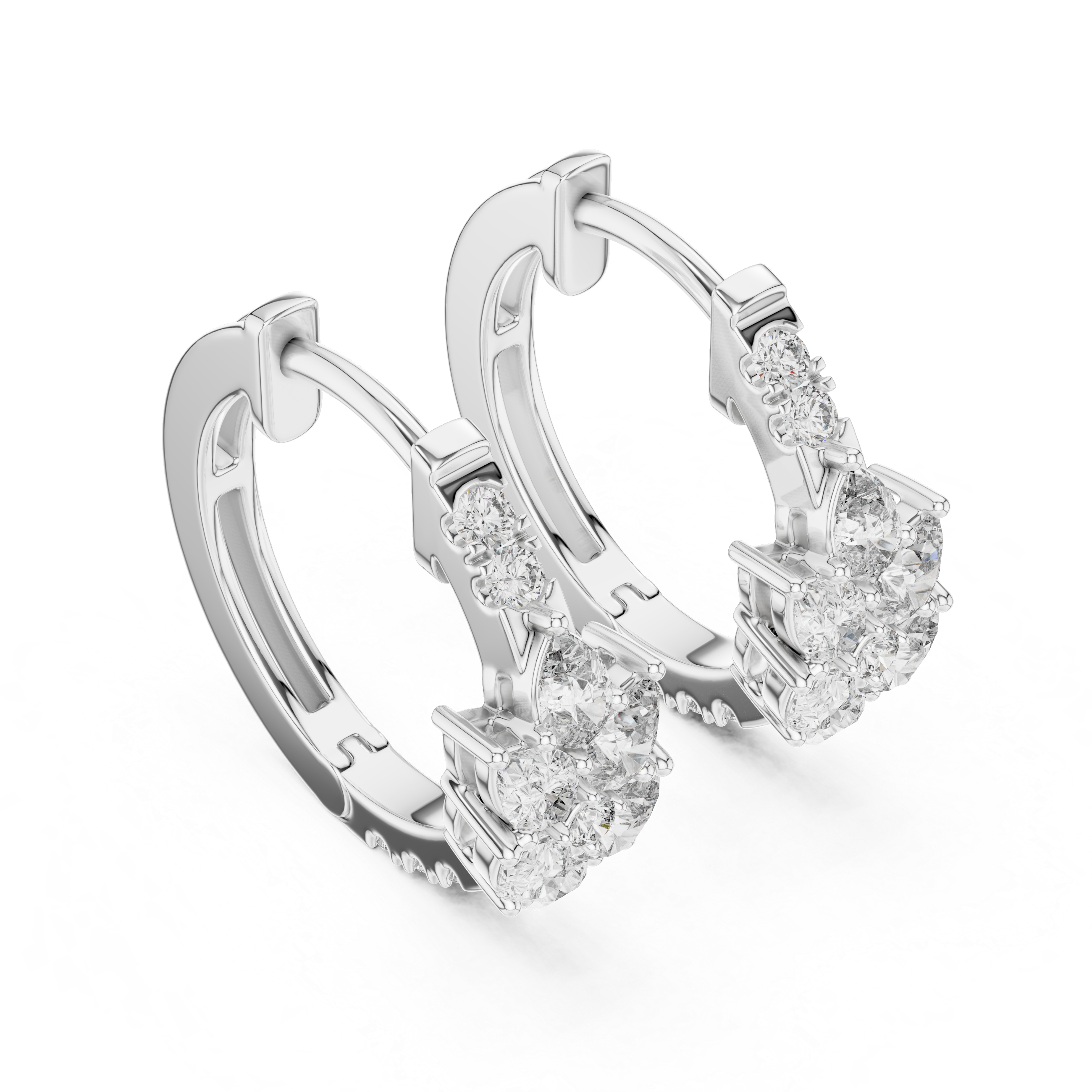 Pear & Round Cluster Huggie Hoop Earrings