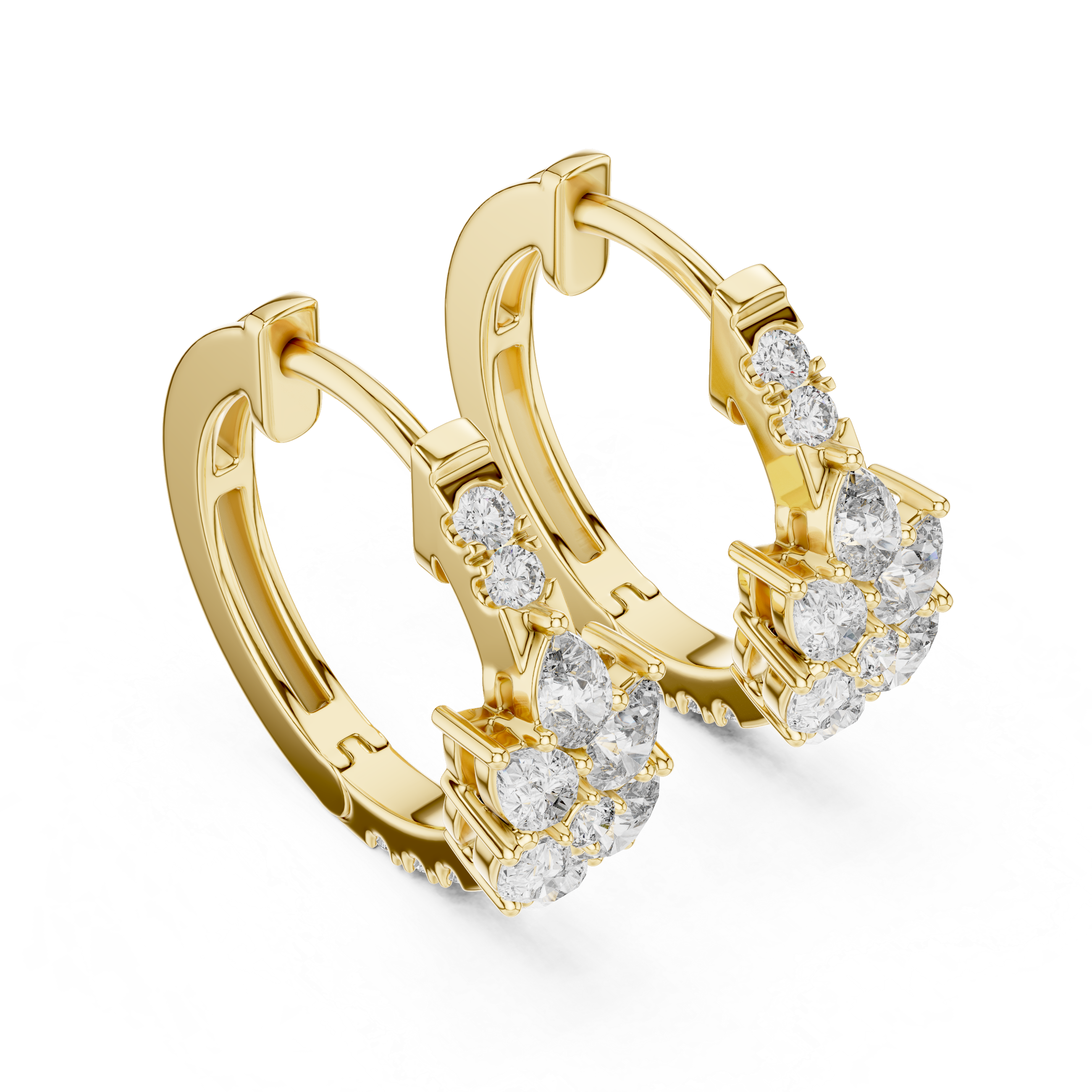 Pear & Round Cluster Huggie Hoop Earrings