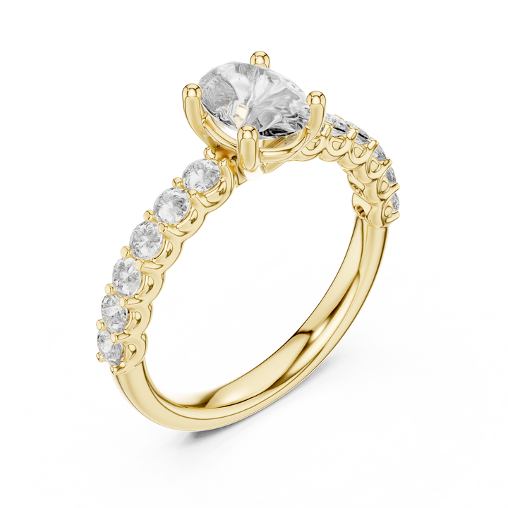 Oval Solitaire Engagement Ring with Shared-Prong Accent Shank