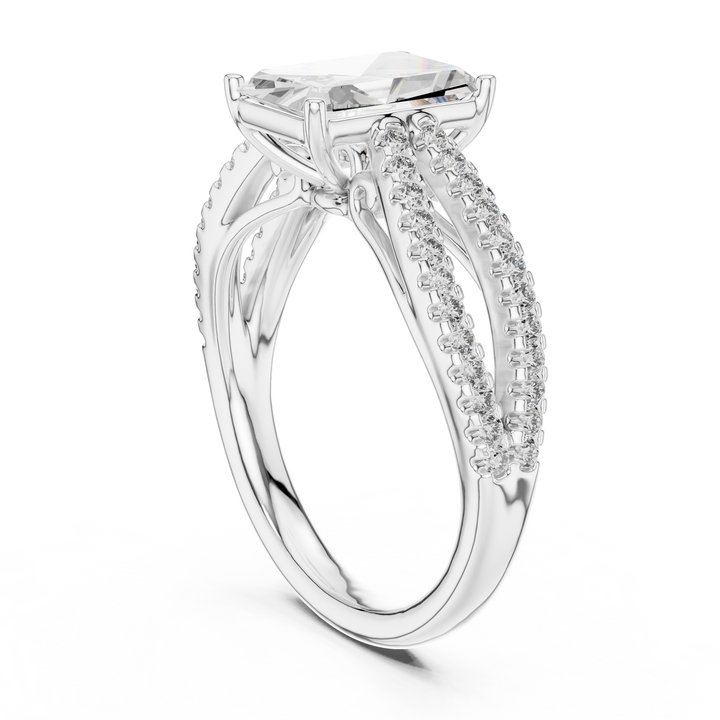 Radiant Solitaire Engagement Ring with Split Pave Shank