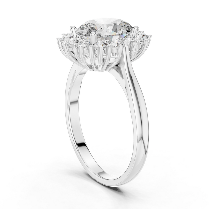 Oval Diamond Halo Engagement Ring with Crown Settings