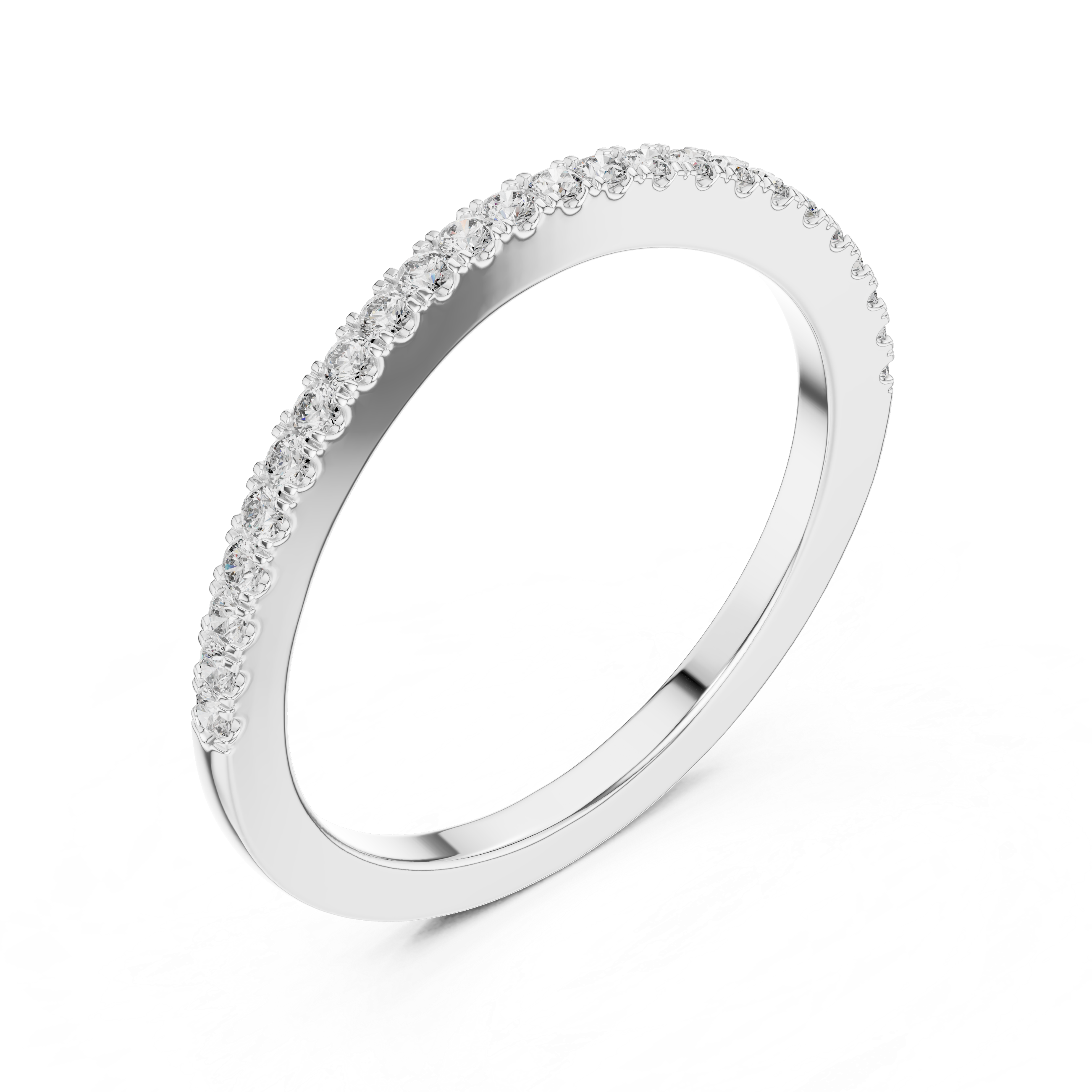 Slim U-Cut Pave Diamond Eternity / Stacking Band