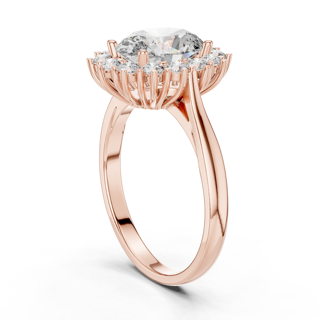 Oval Diamond Halo Engagement Ring with Crown Settings