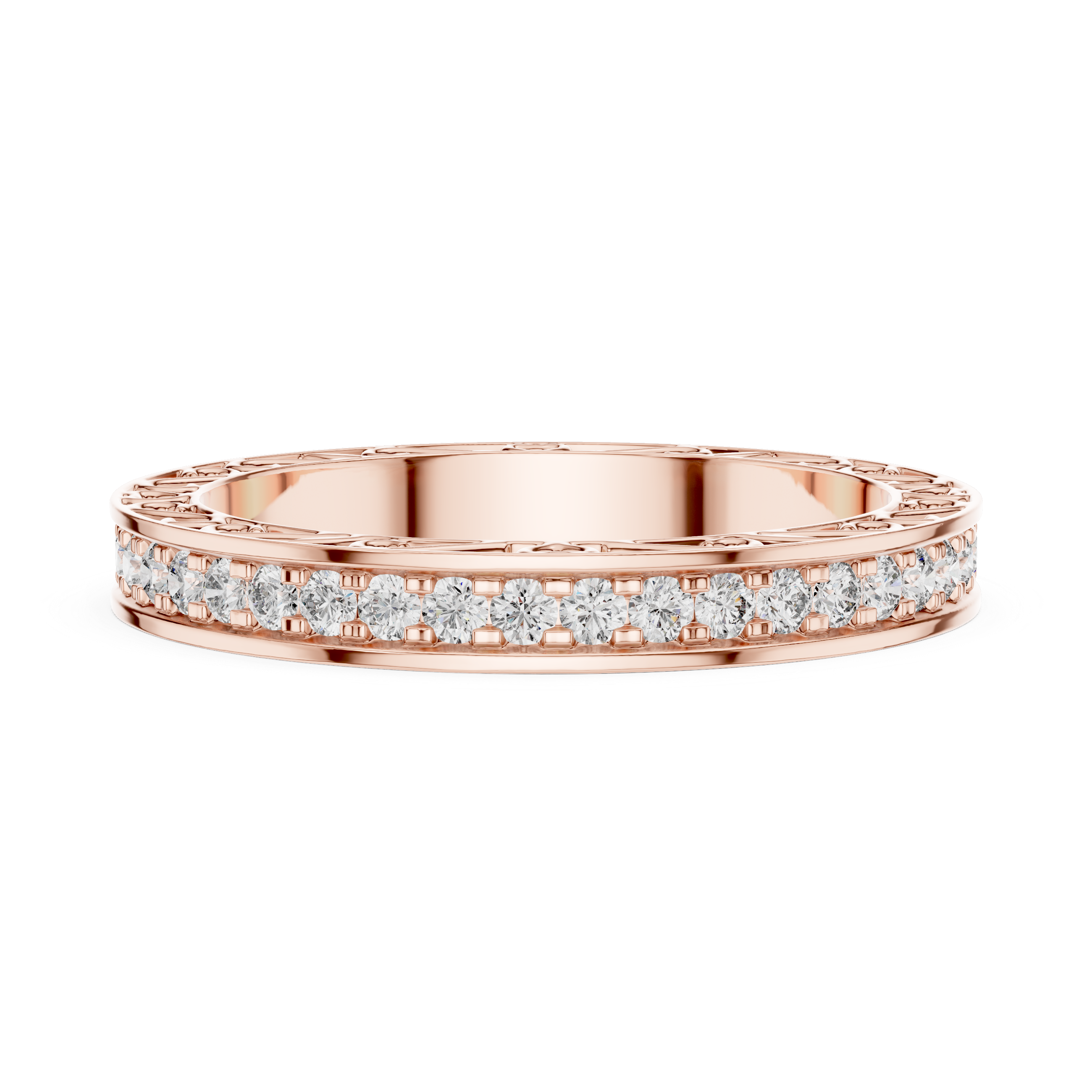 Micro-Prong Pave Diamond Eternity Band with Filigree Side Gallery