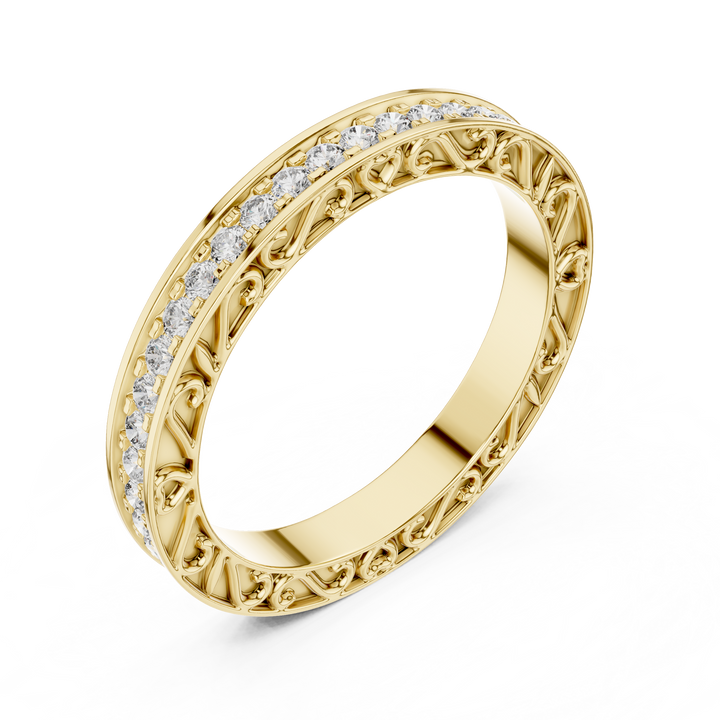 Micro-Prong Pave Diamond Eternity Band with Filigree Side Gallery