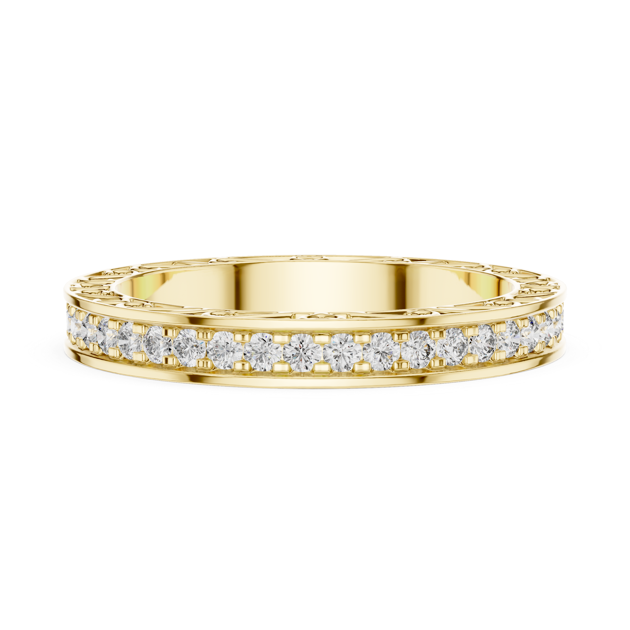 Micro-Prong Pave Diamond Eternity Band with Filigree Side Gallery