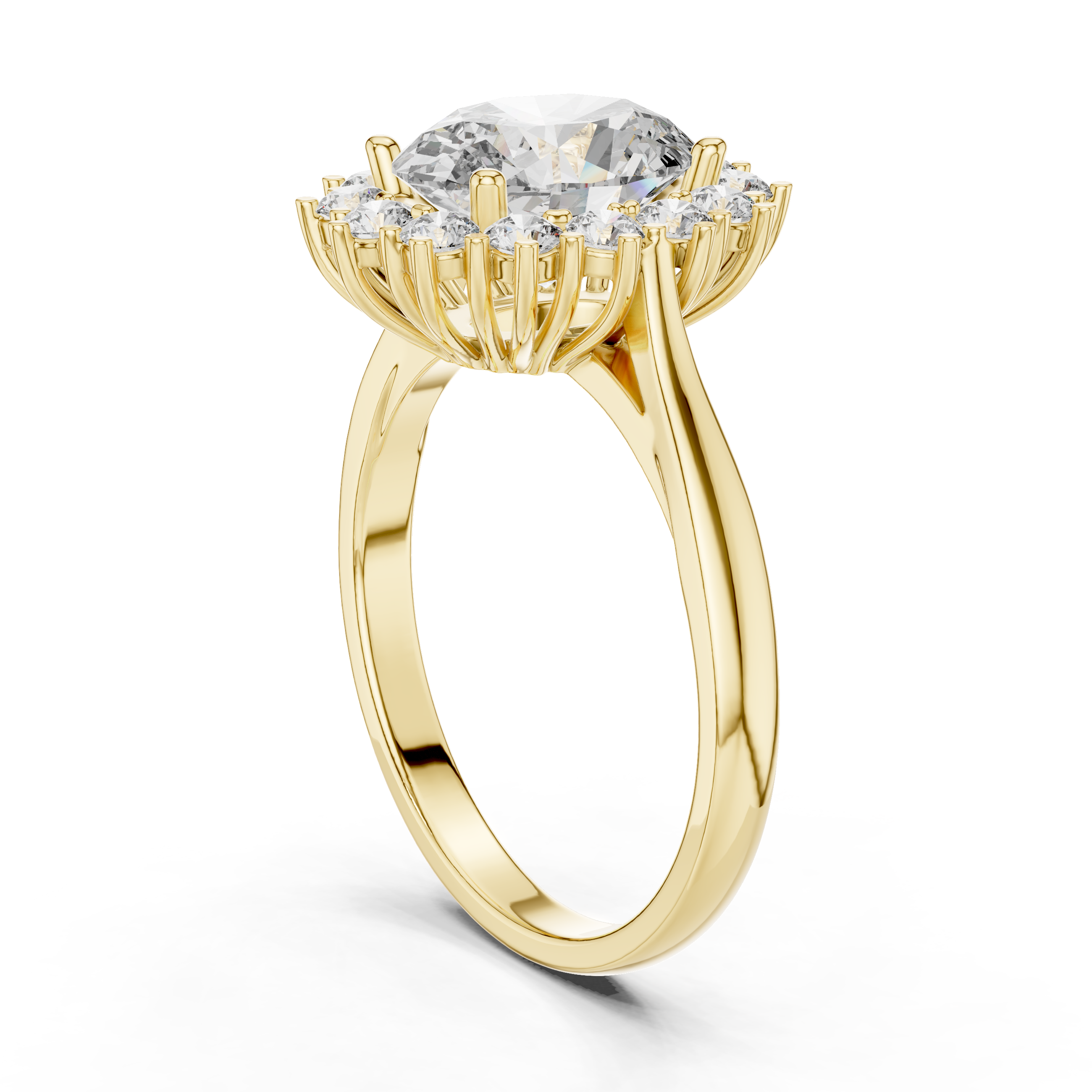 Oval Diamond Halo Engagement Ring with Crown Settings