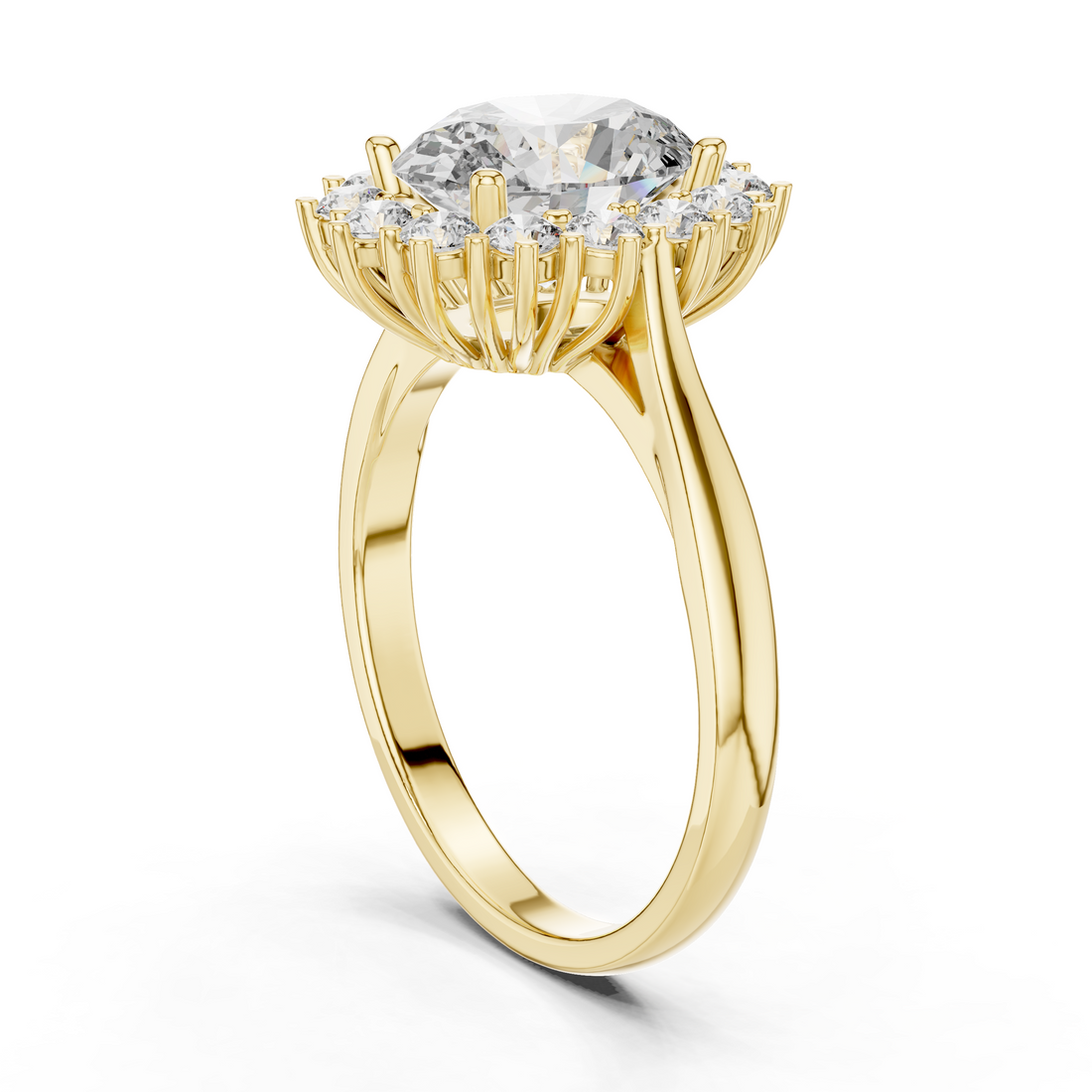 Oval Diamond Halo Engagement Ring with Crown Settings