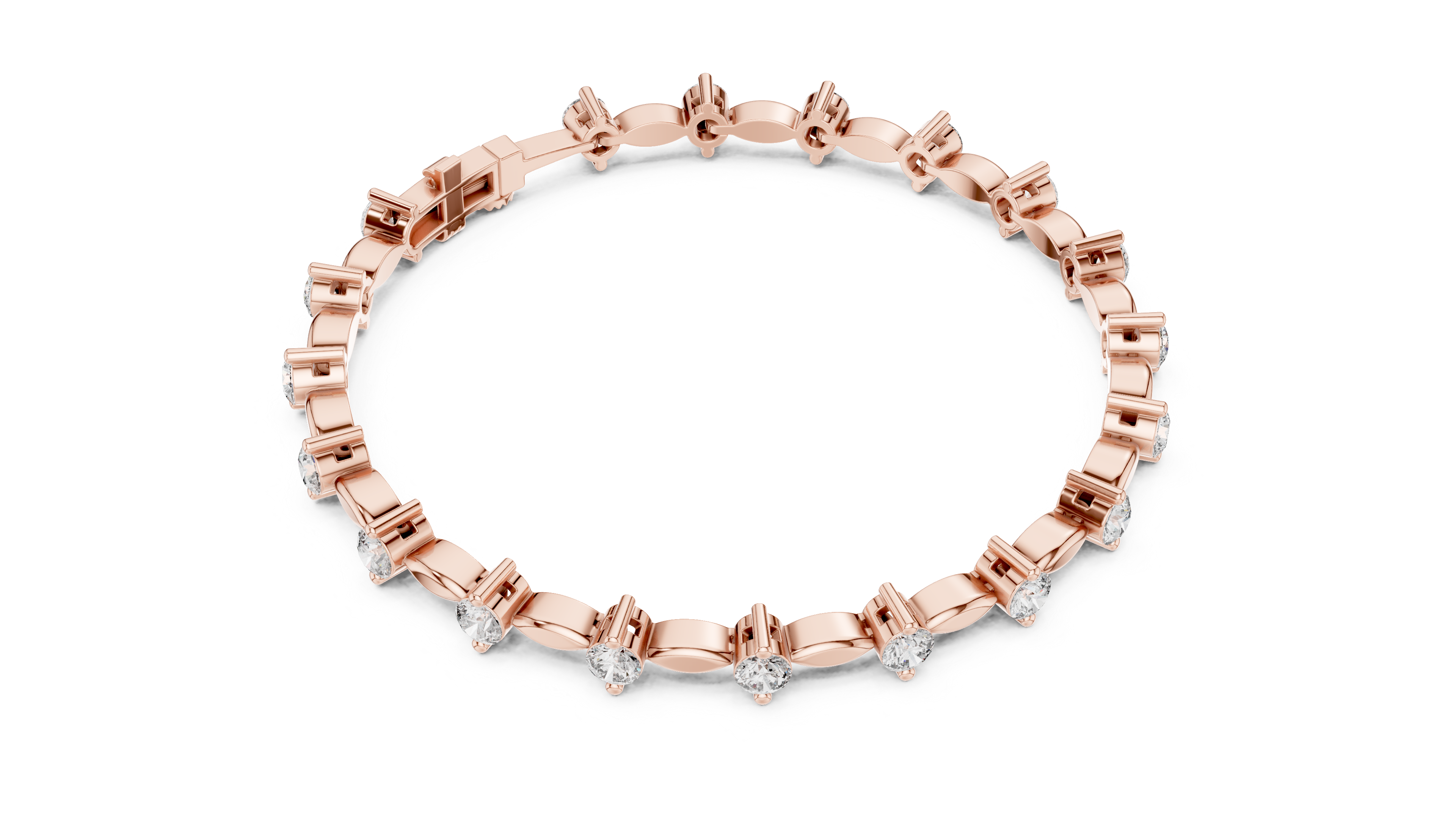 Round Diamond Collet Link Tennis Bracelet (2.09 TCW)