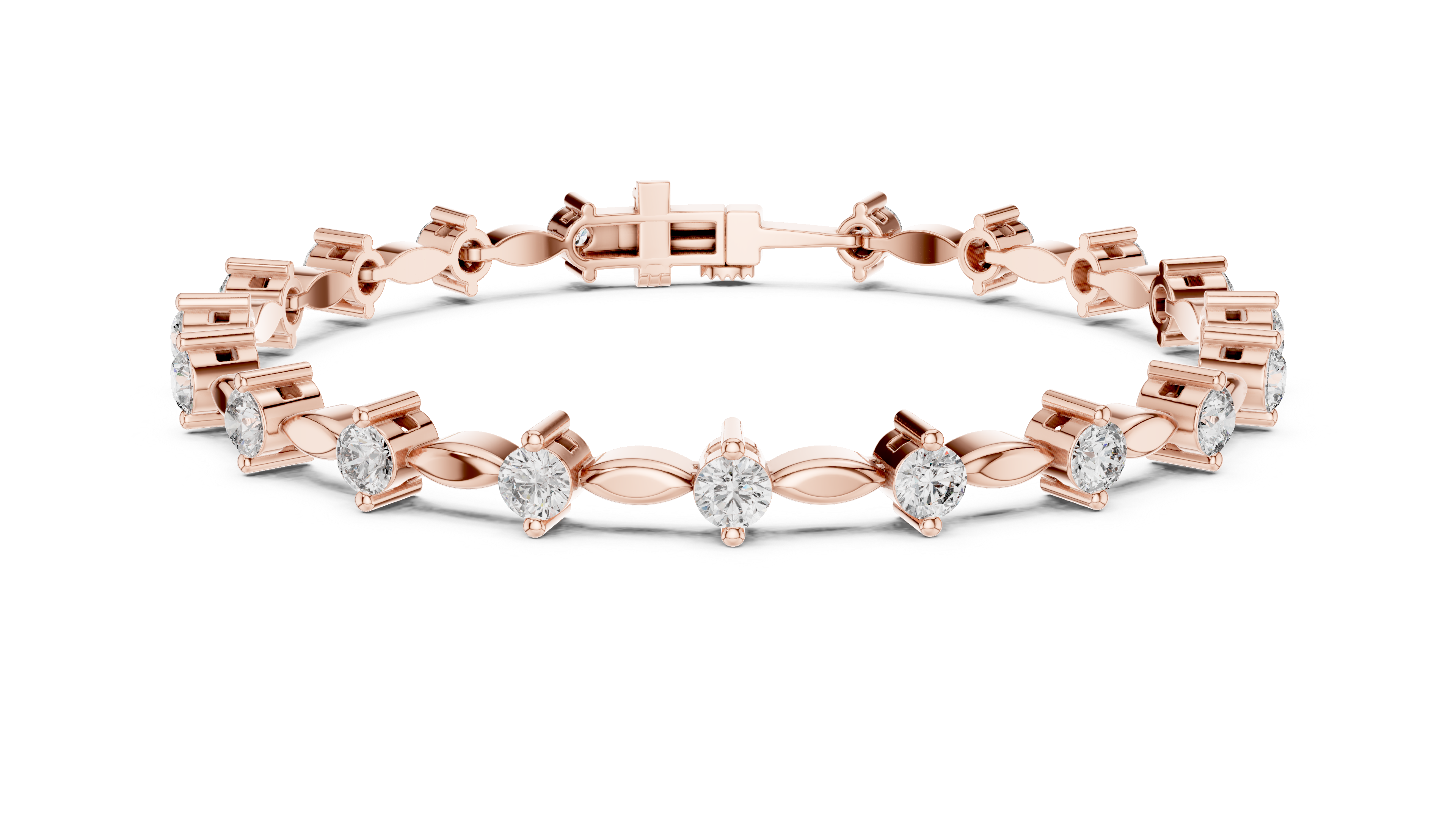 Round Diamond Collet Link Tennis Bracelet (2.09 TCW)