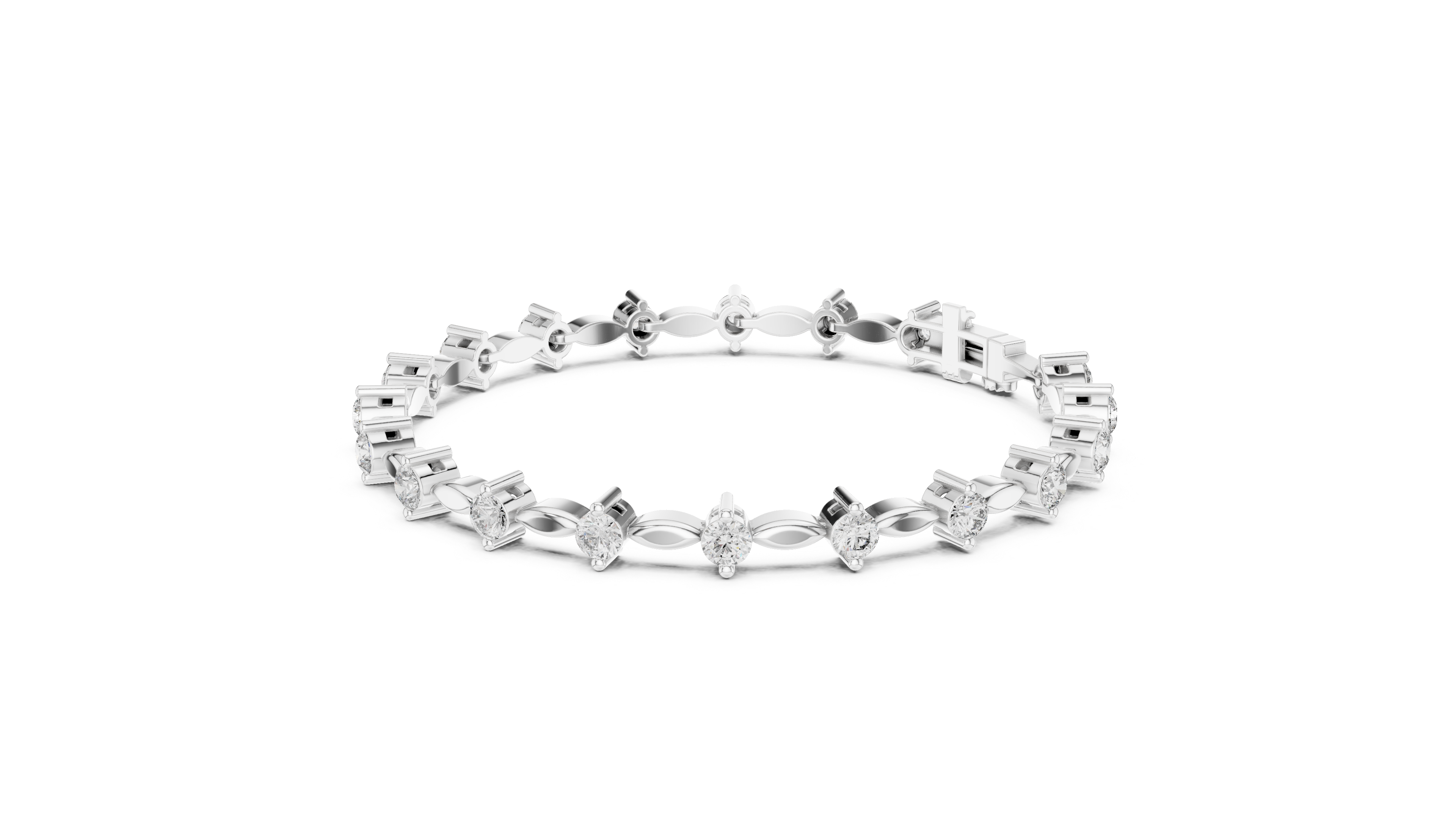 Round Diamond Collet Link Tennis Bracelet (2.09 TCW)