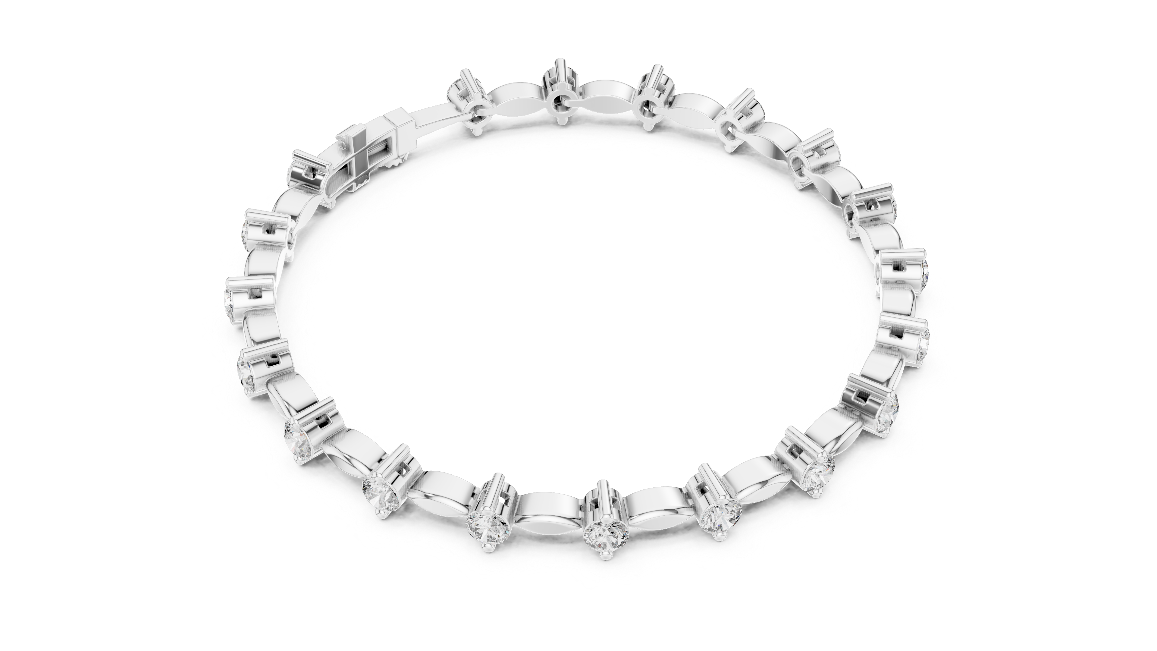 Round Diamond Collet Link Tennis Bracelet (2.09 TCW)