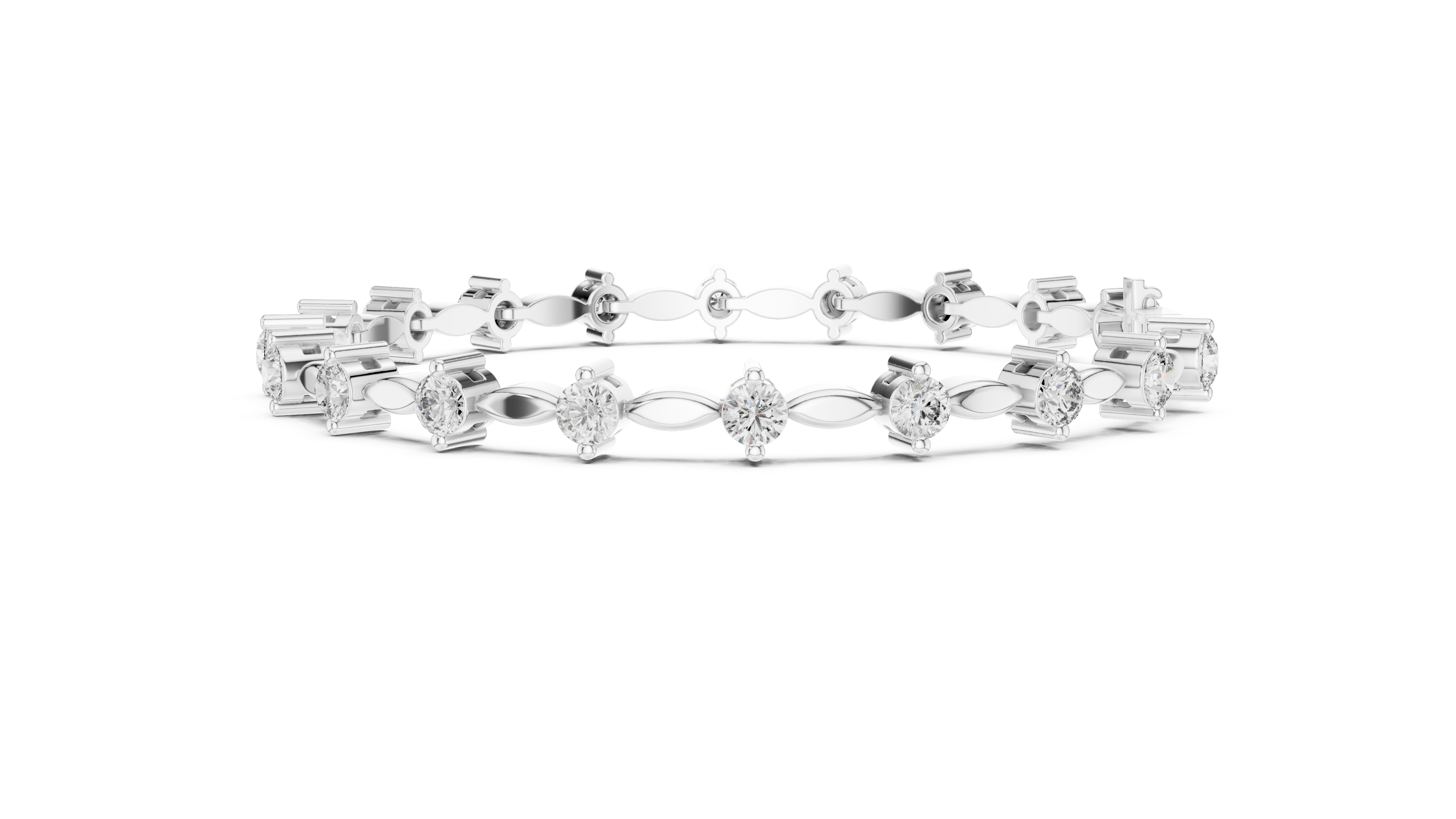 Round Diamond Collet Link Tennis Bracelet (2.09 TCW)