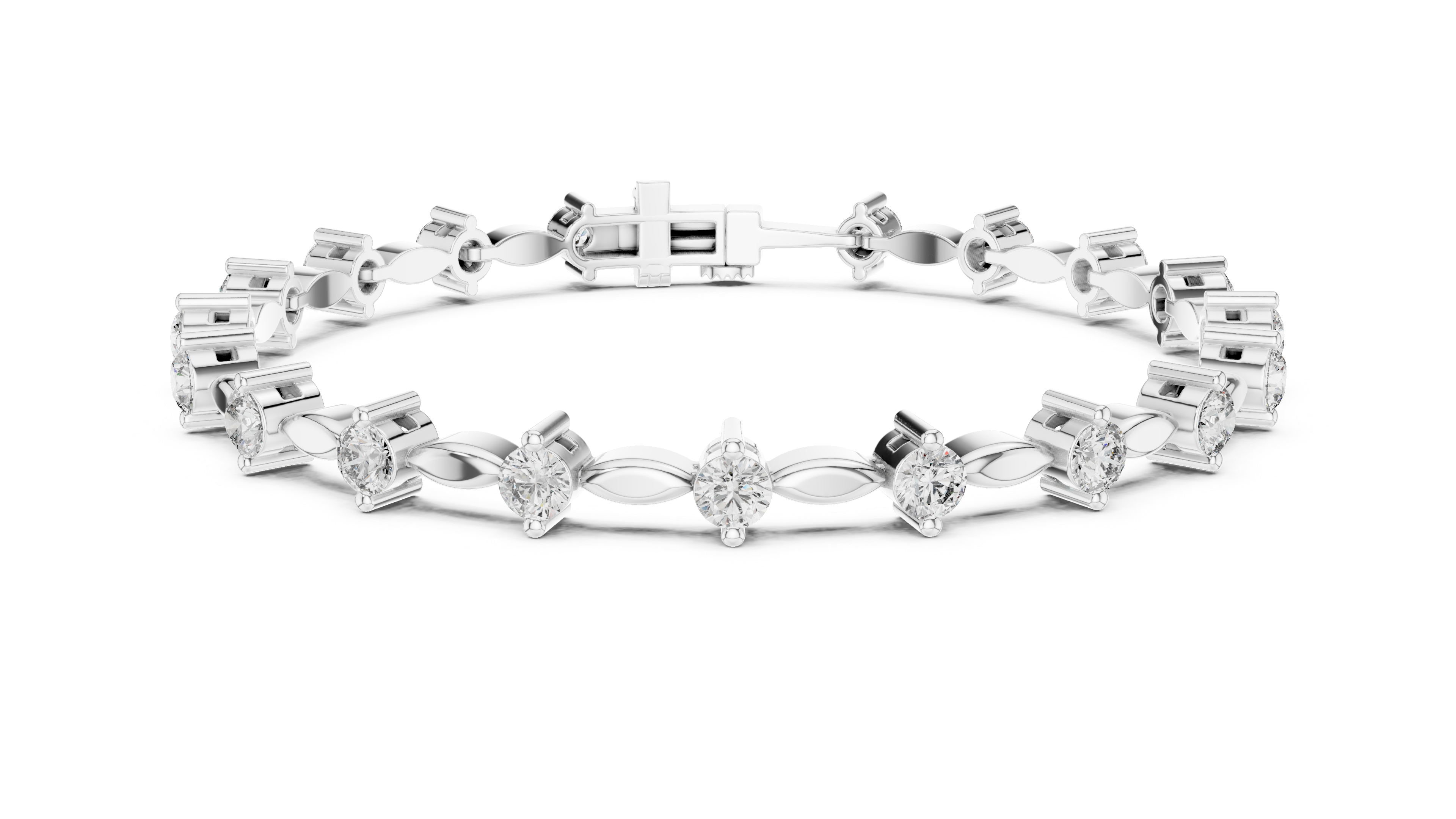 Round Diamond Collet Link Tennis Bracelet (2.09 TCW)