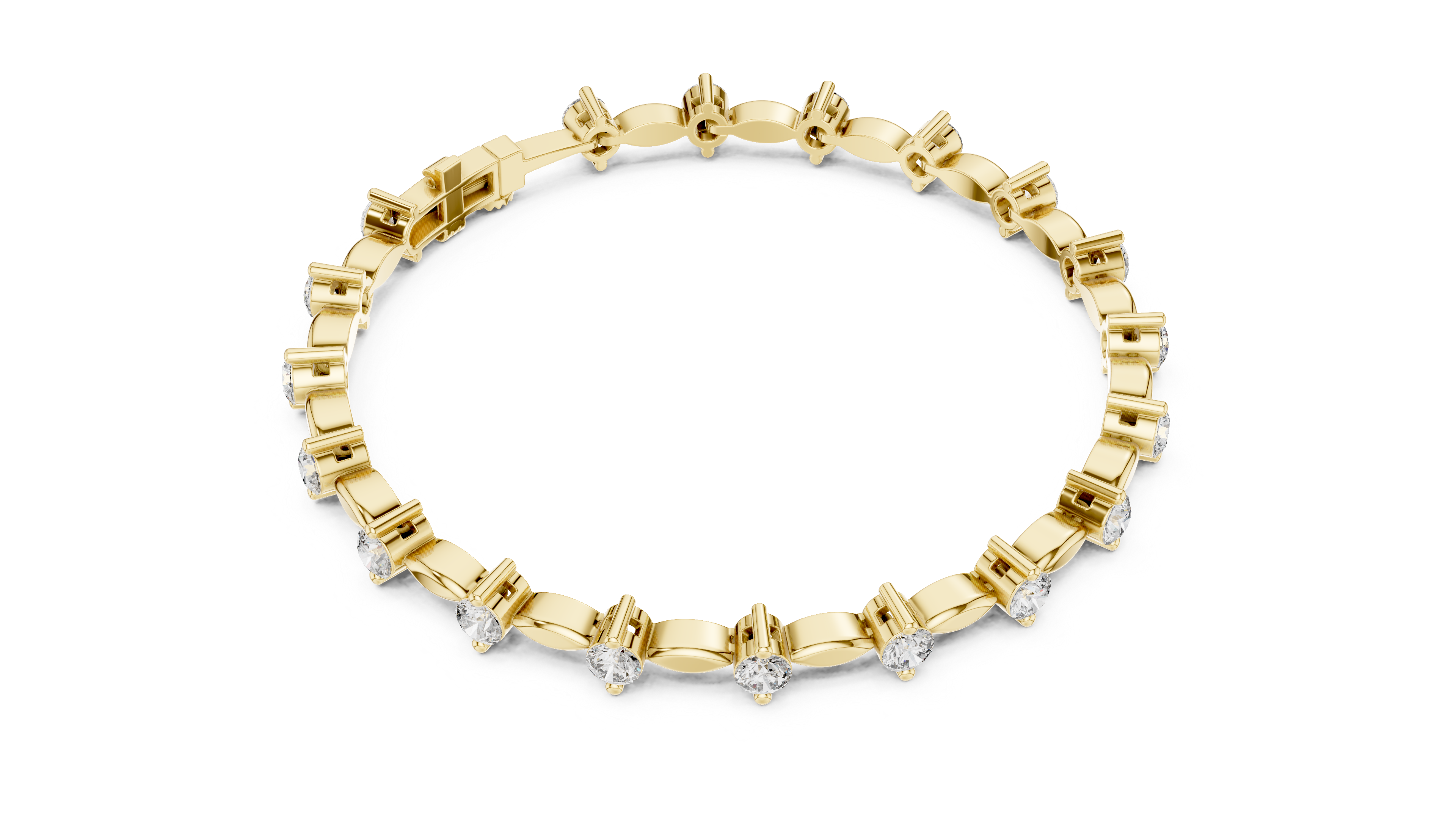 Round Diamond Collet Link Tennis Bracelet (2.09 TCW)
