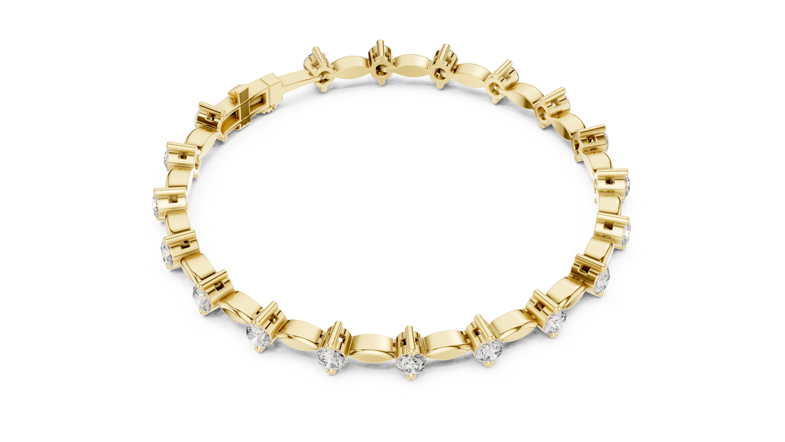 Round Diamond Collet Link Tennis Bracelet (2.09 TCW)