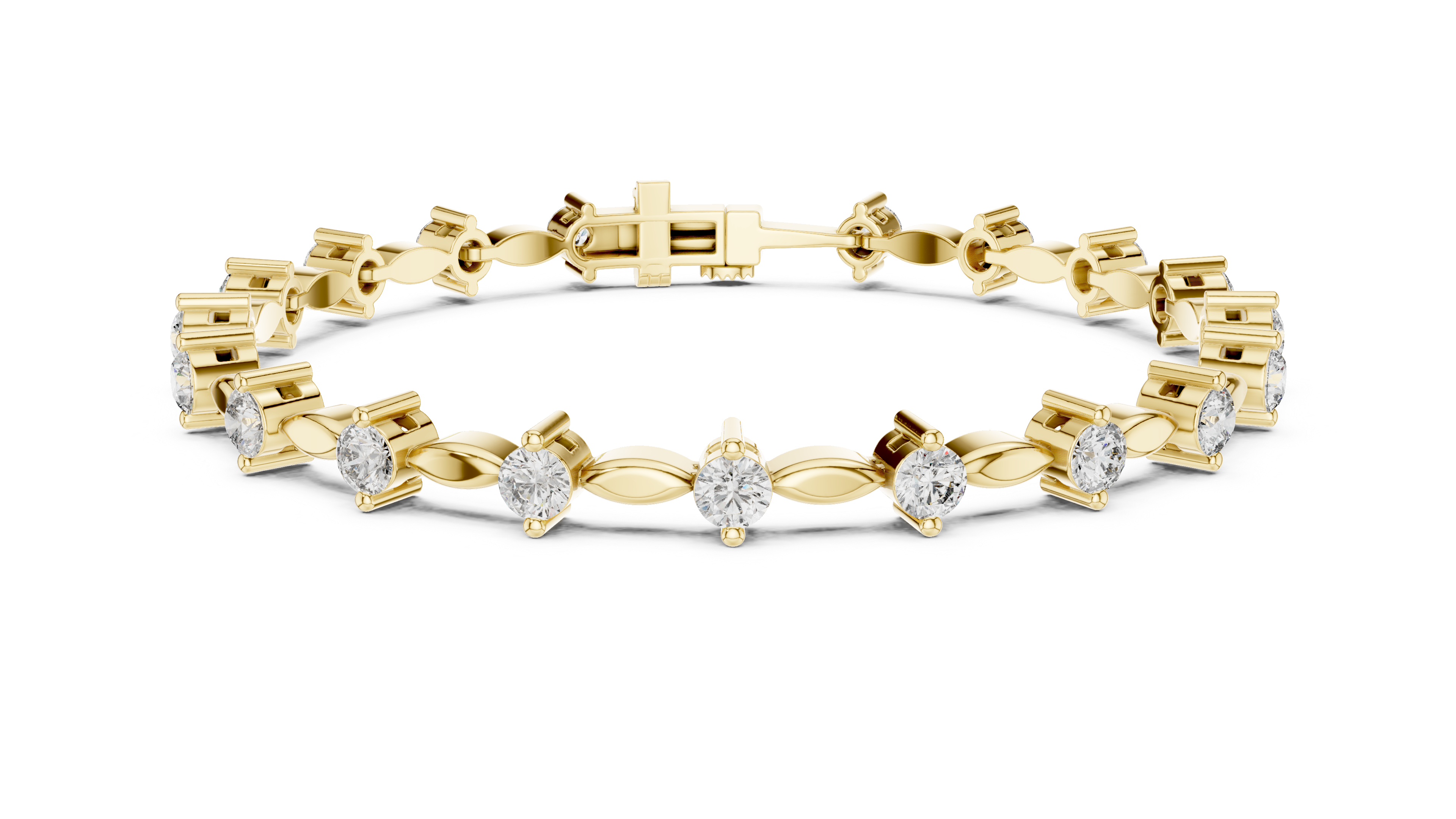Round Diamond Collet Link Tennis Bracelet (2.09 TCW)