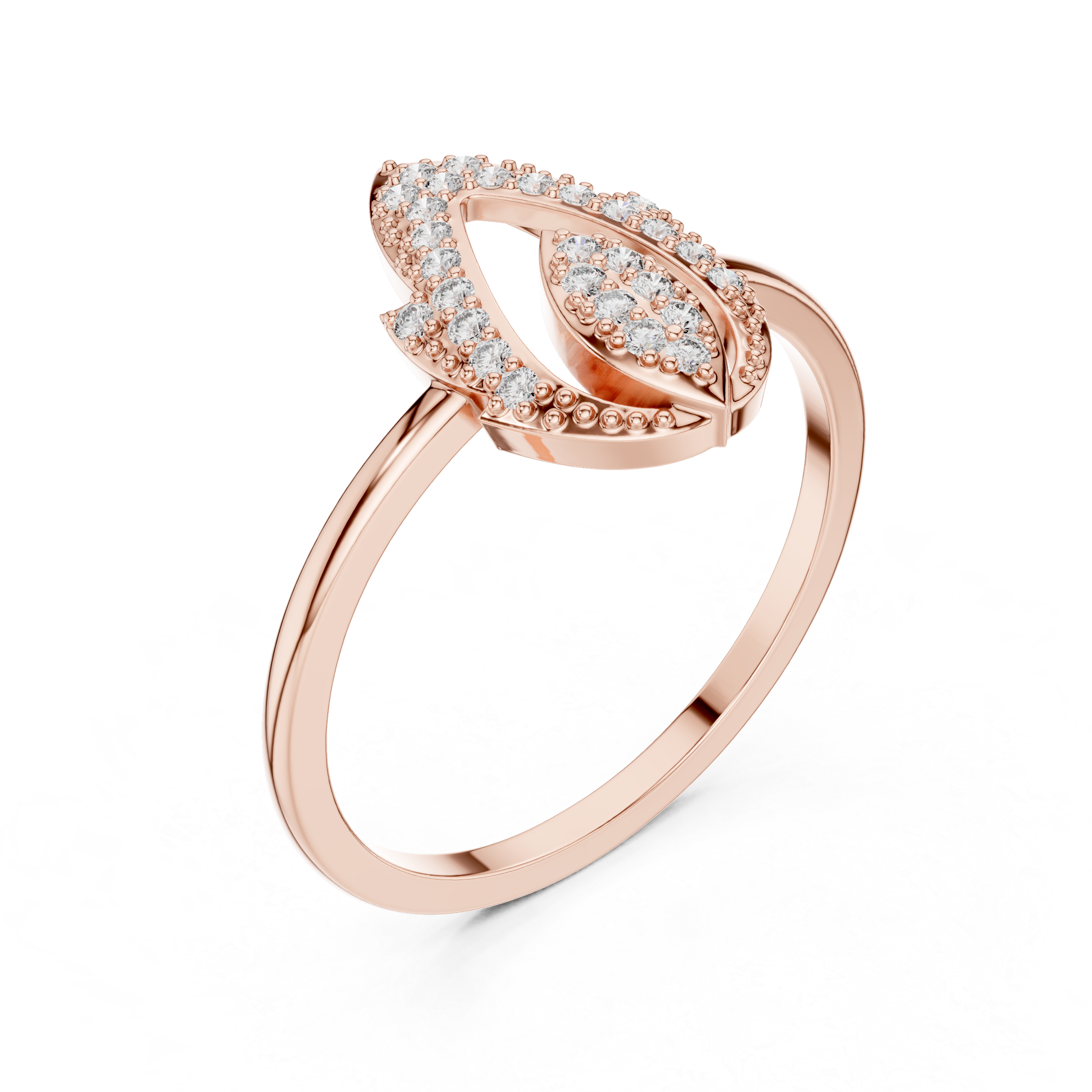 Pear-Shaped Split Halo Ring with Cluster Core