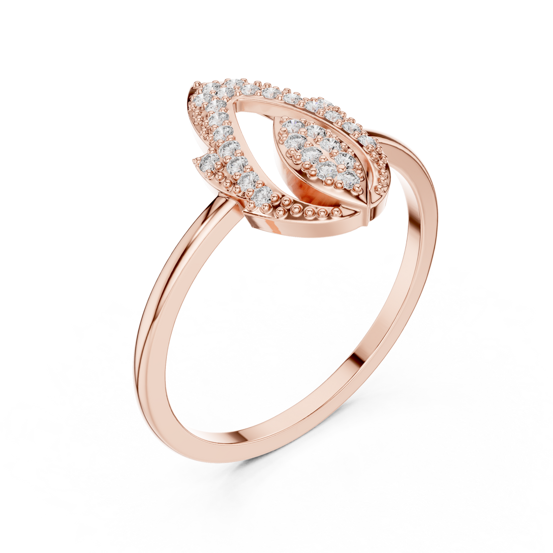 Pear-Shaped Split Halo Ring with Cluster Core