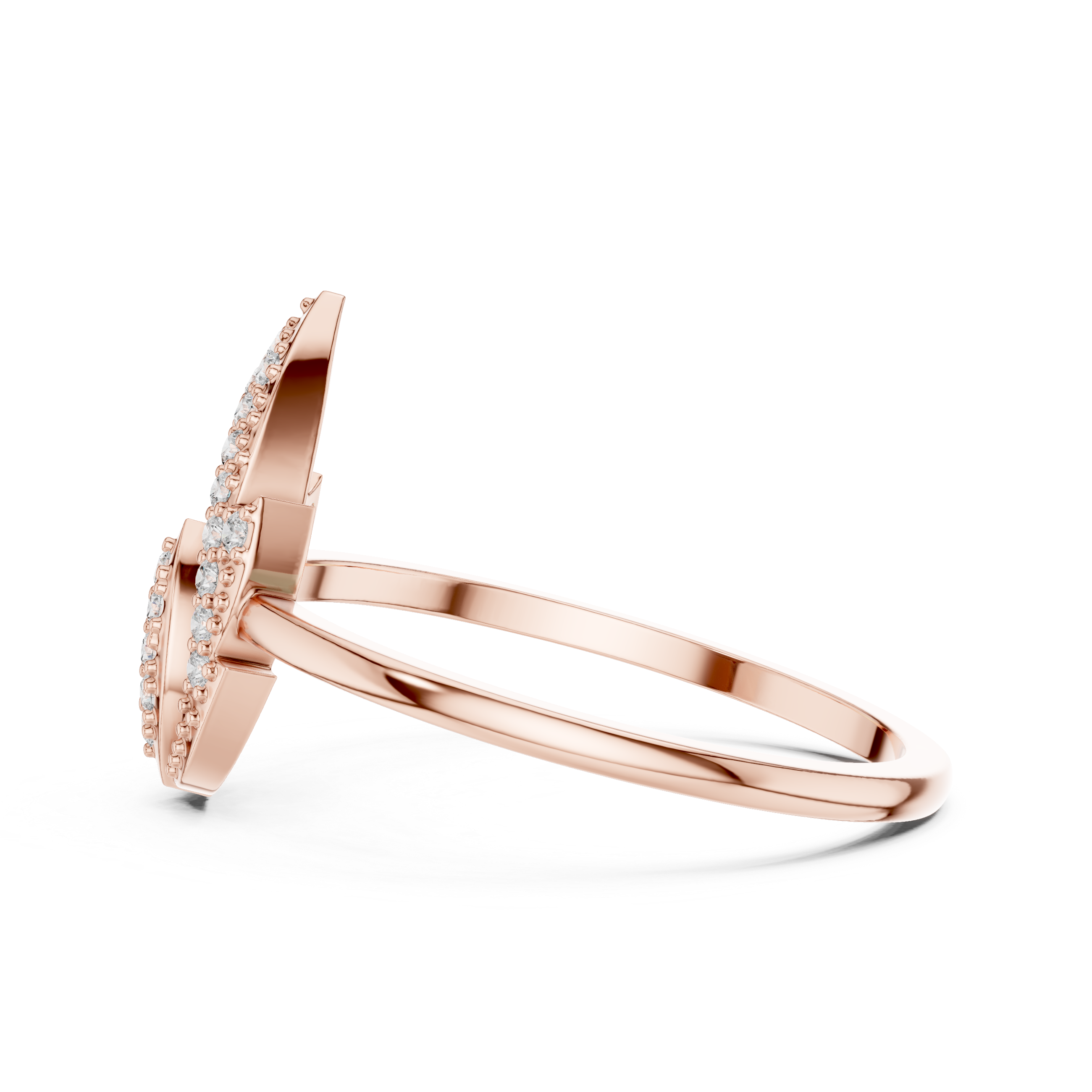 Pear-Shaped Split Halo Ring with Cluster Core