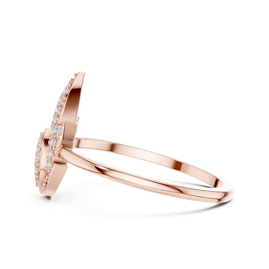 Pear-Shaped Split Halo Ring with Cluster Core