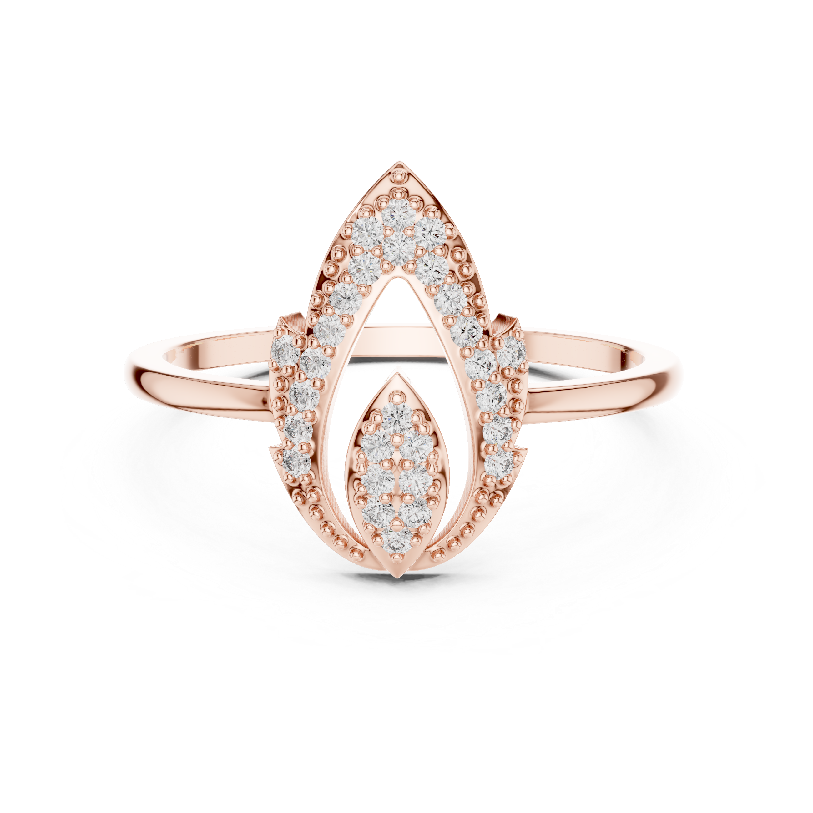 Pear-Shaped Split Halo Ring with Cluster Core