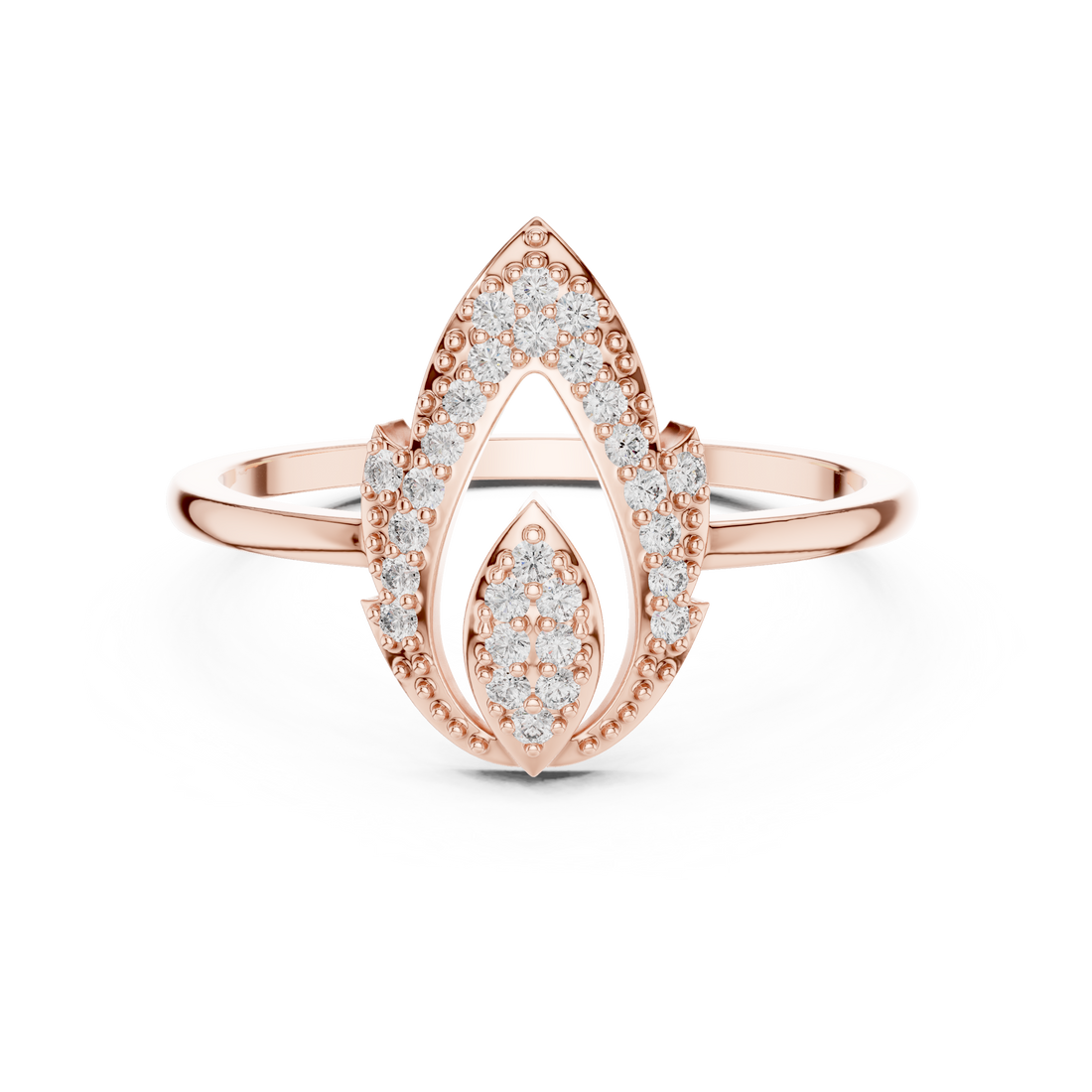 Pear-Shaped Split Halo Ring with Cluster Core