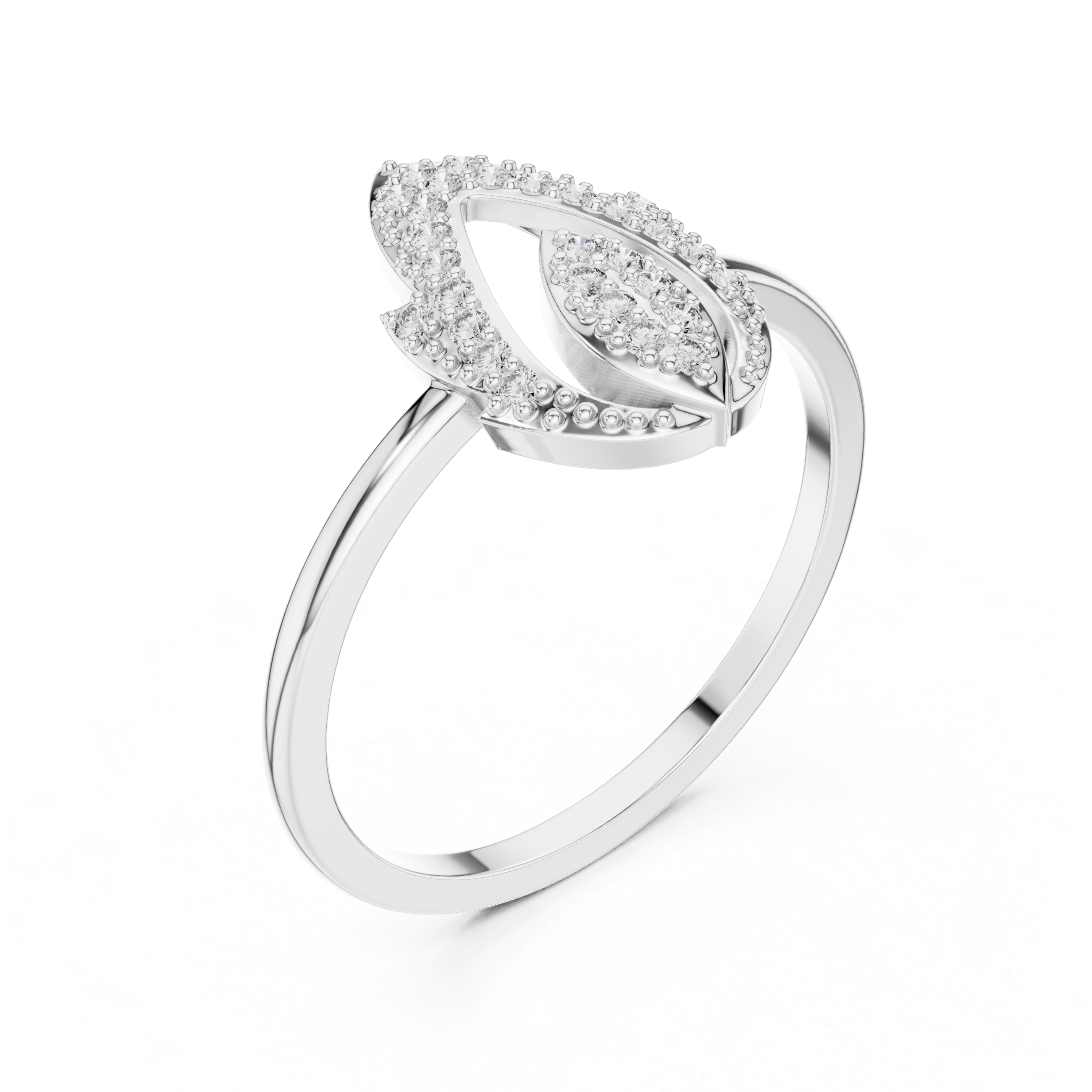 Pear-Shaped Split Halo Ring with Cluster Core