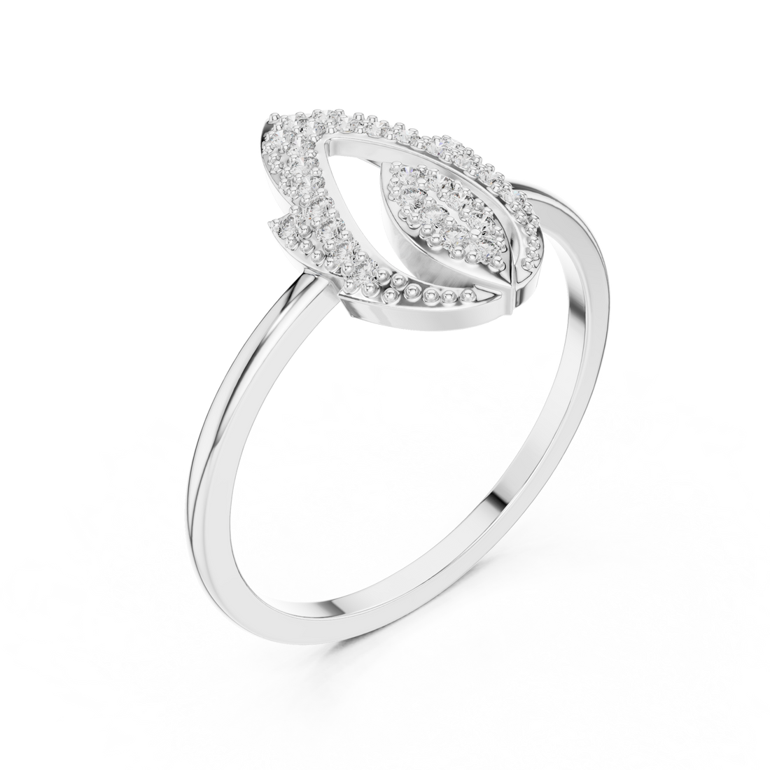 Pear-Shaped Split Halo Ring with Cluster Core