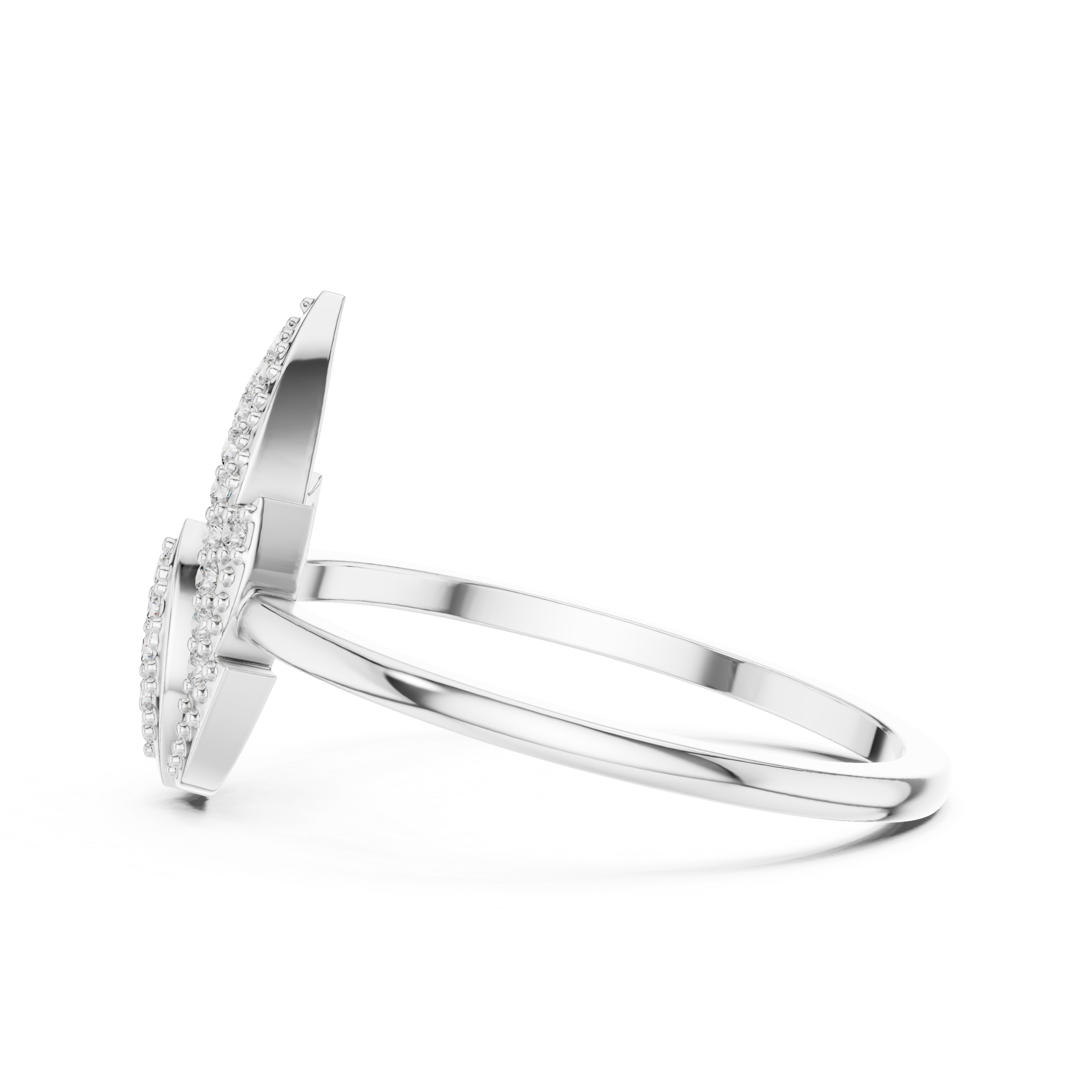 Pear-Shaped Split Halo Ring with Cluster Core